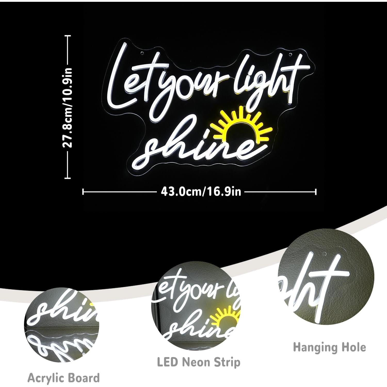 Letrero de Neón LED Deja que tu Luz Brille 42.9x27.9 cm