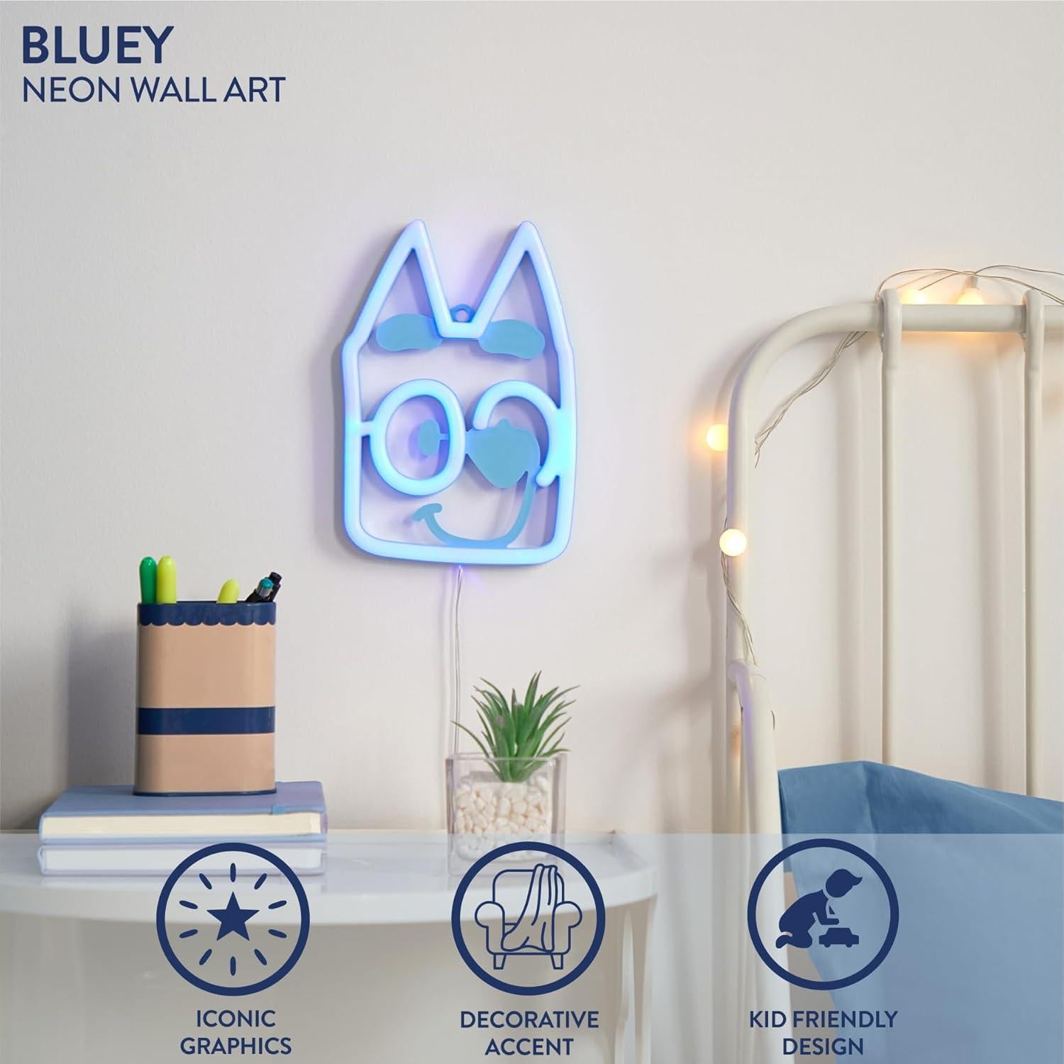 Arte de Pared Colgante LED Neón Bluey 20.5x13.97 cm
