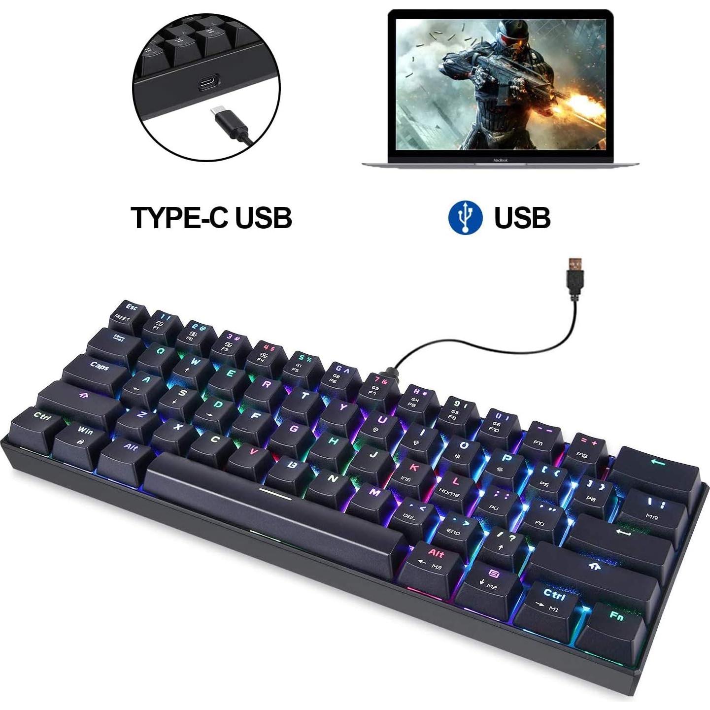 Teclado Mecánico MOTOSPEED CK61 61 Teclas RGB USB Tipo-C