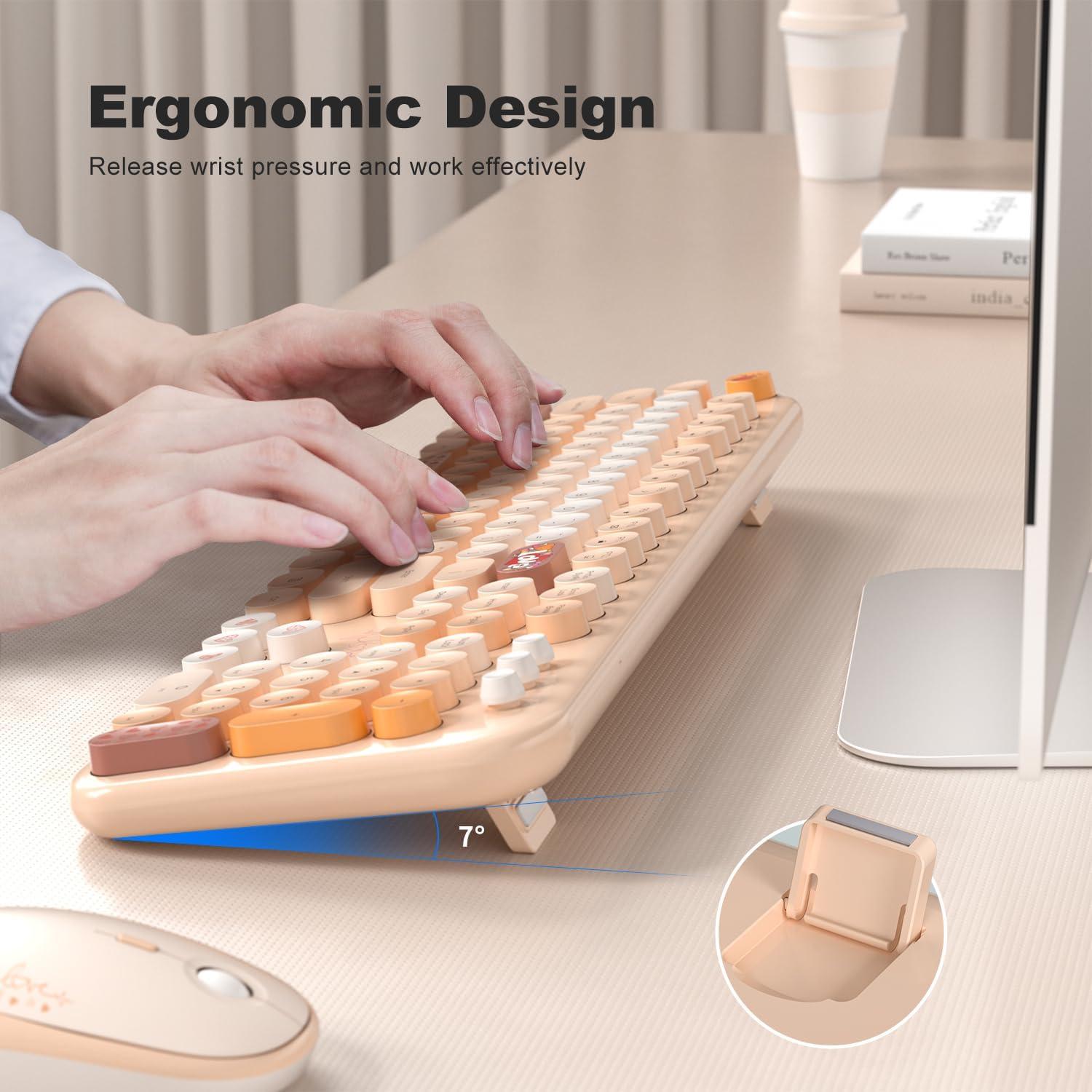 Combo Teclado y Ratón Inalámbrico MOFII Retro Amarillo