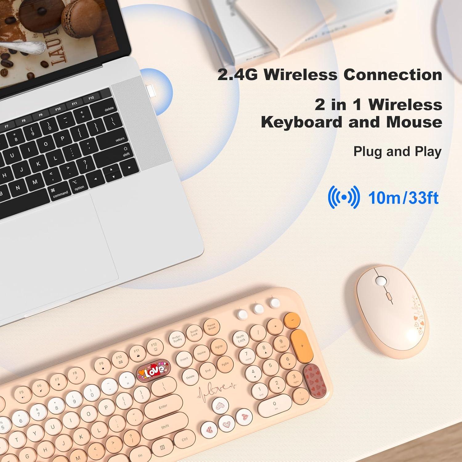 Combo Teclado y Ratón Inalámbrico MOFII Retro Amarillo