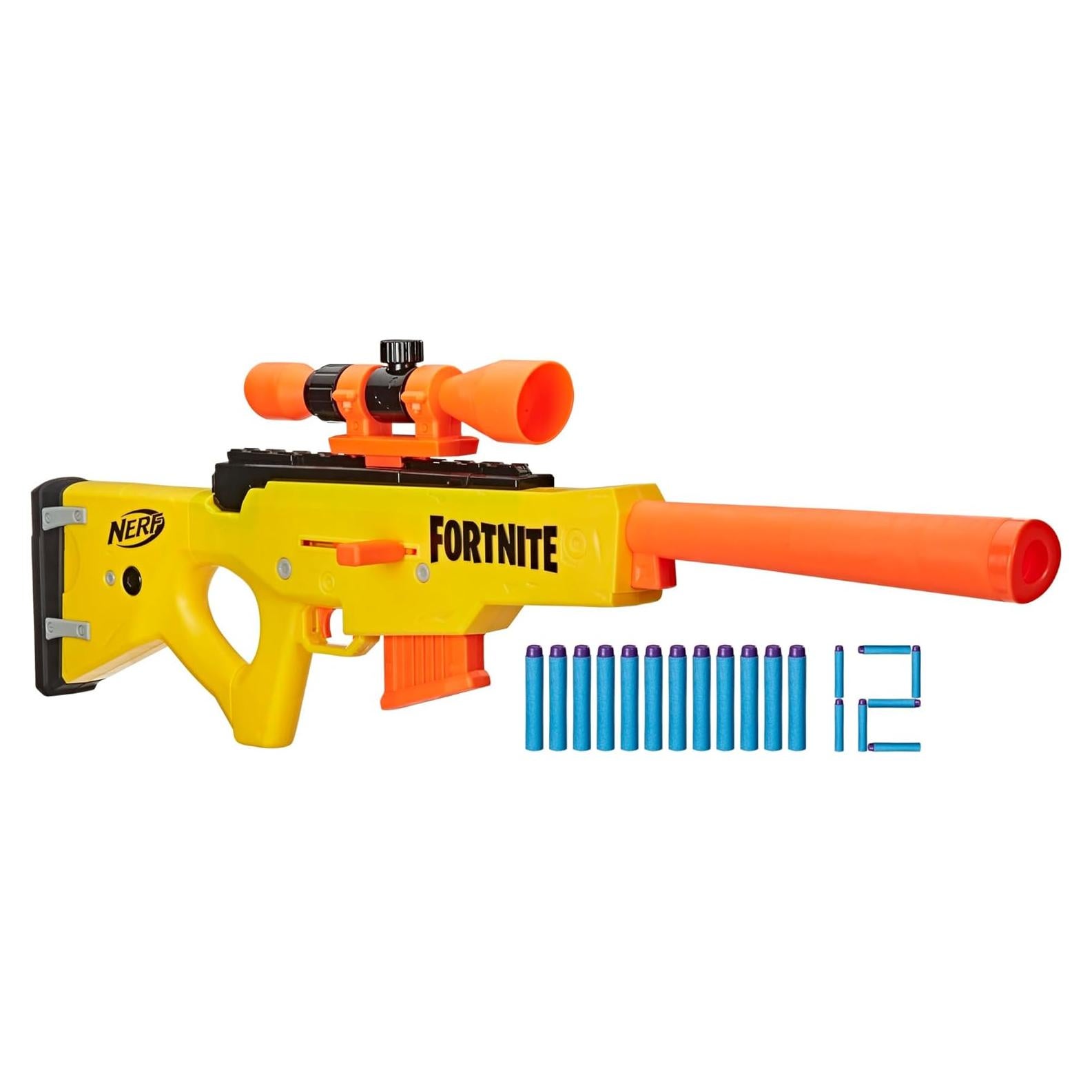Fortnite BASR-L Bolt Action, Clip Fed Blaster - Includes Removable Scope, 6-Dart Clip and 12 Official Elite Darts