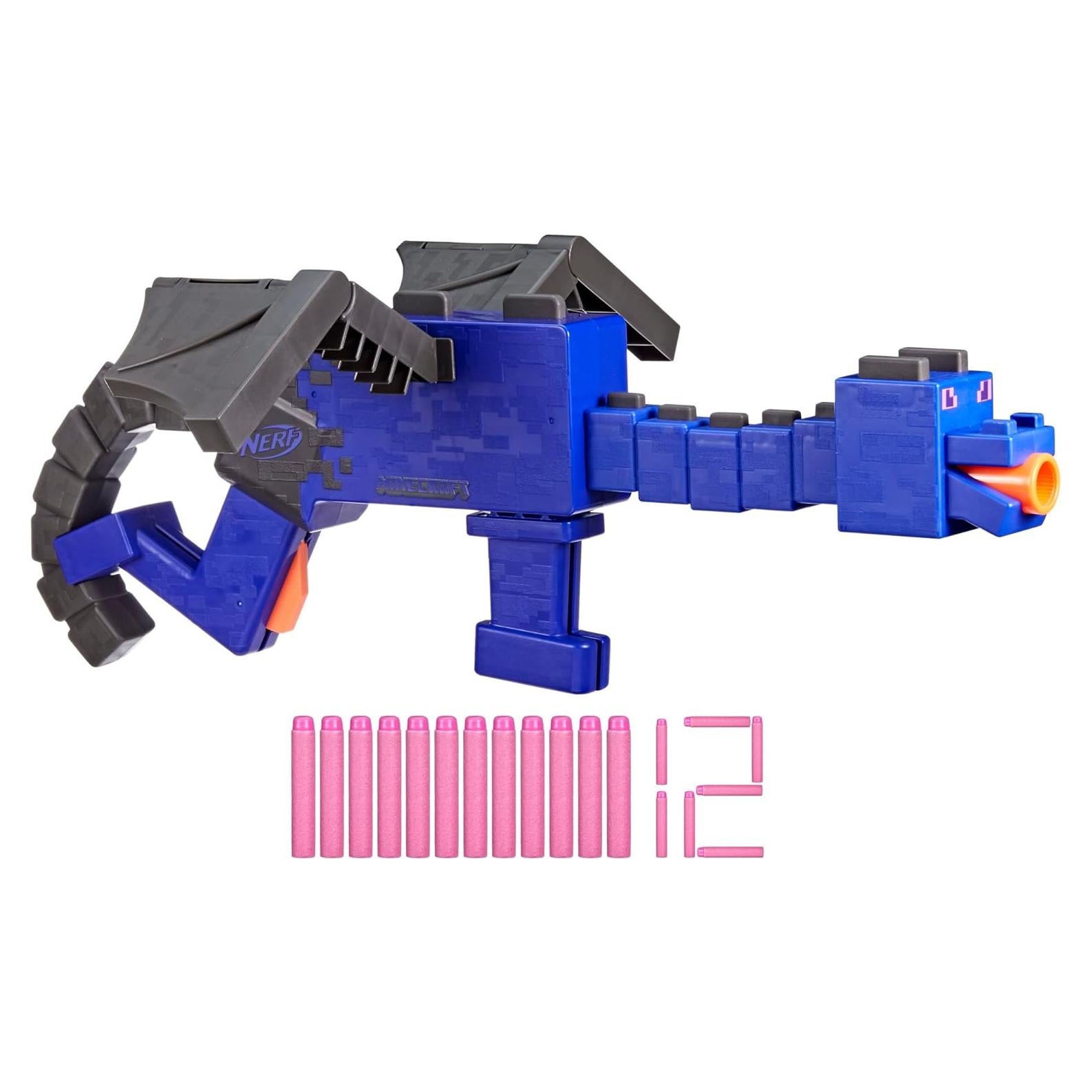 Blaster Nerf Minecraft Ender Dragon, Clip 4 Dardos, 12 Dardos