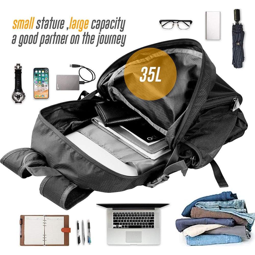 Mochila Plegable Impermeable Dveda 35L para Senderismo