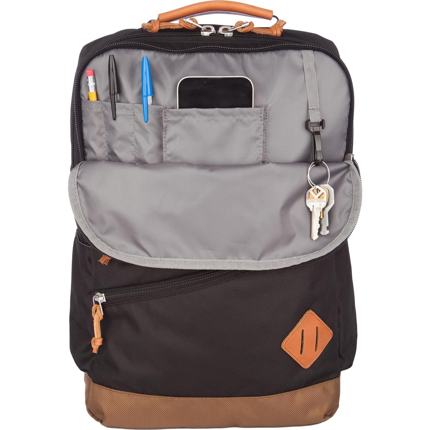 Mochila Eddie Bauer Bygone 25L Negra para Laptop y Viaje