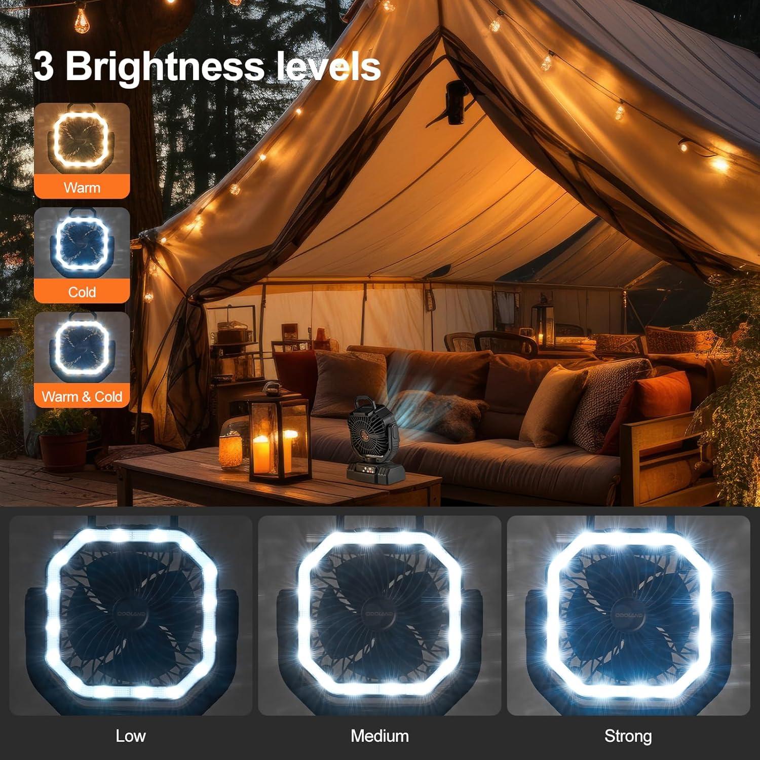 Ventilador de Camping Portátil Odoland 20000mAh con Linterna LED
