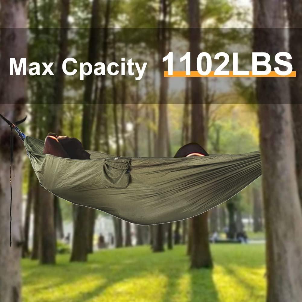 Hamaca de Camping AuMoHall con Red Mosquitos 2.60x1.40m Verde