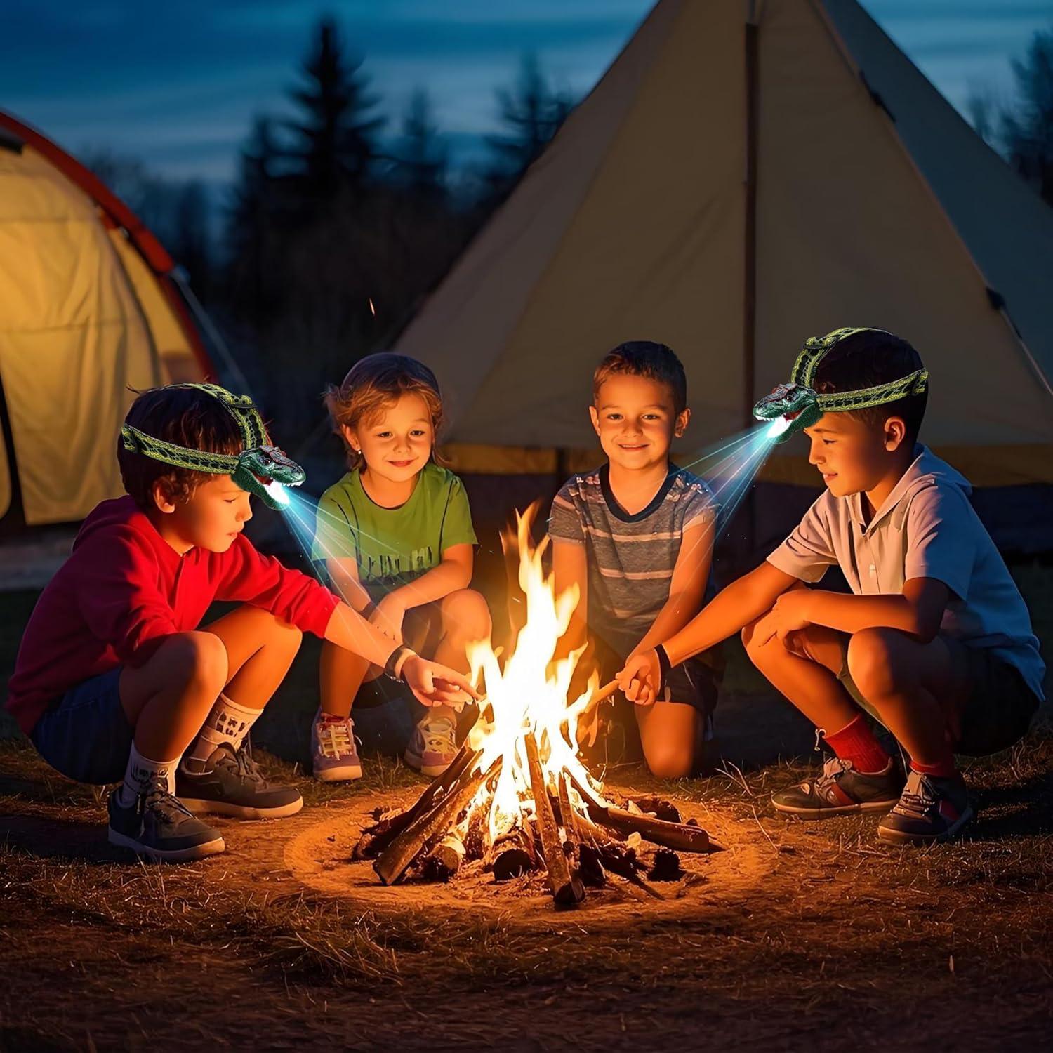 Linterna Frontal LED Dinosaurio T-Rex SANYIYIBA Verde 3-12 Años