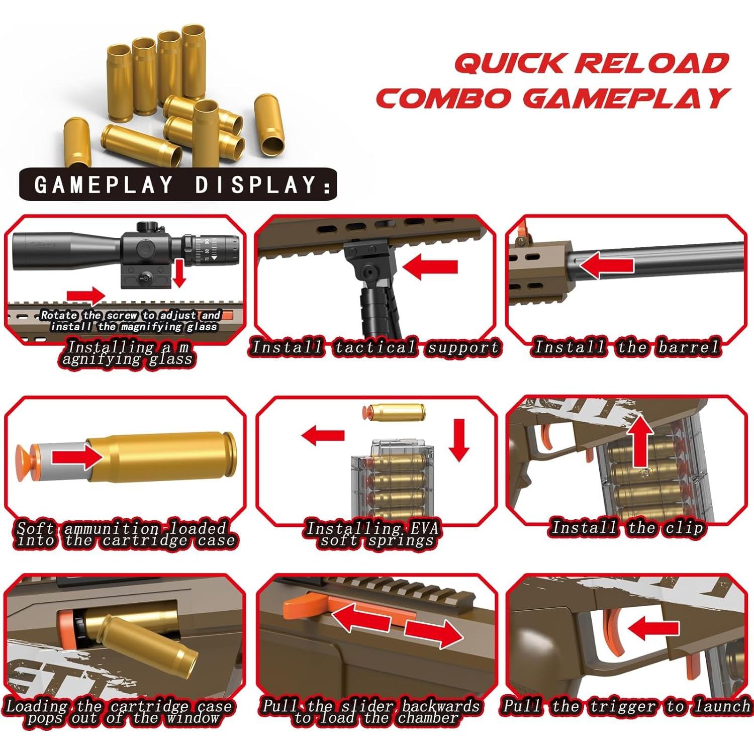 Rifle de Juguete Sniper Kyliandi con Mira y 20 Balas Blandas