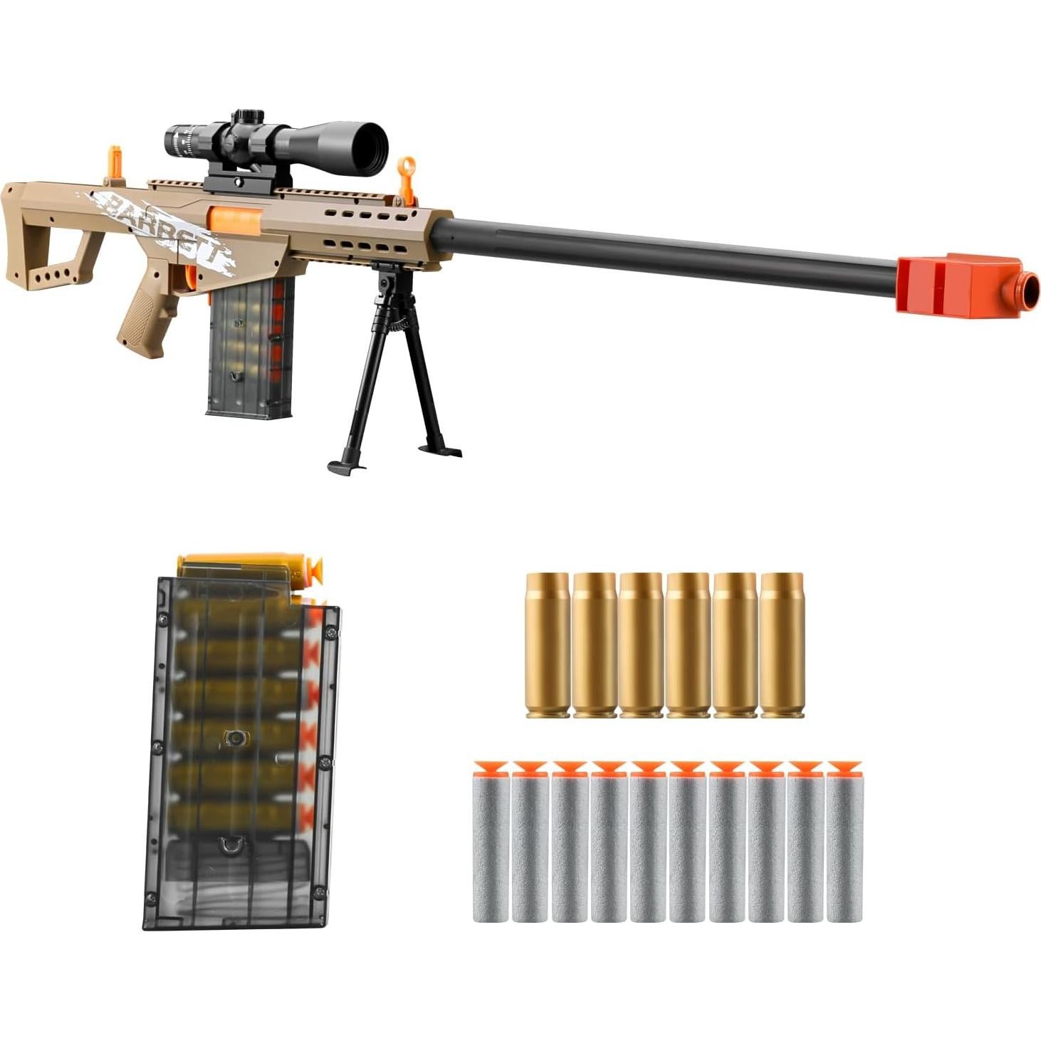 Rifle de Juguete Sniper Kyliandi con Mira y 20 Balas Blandas