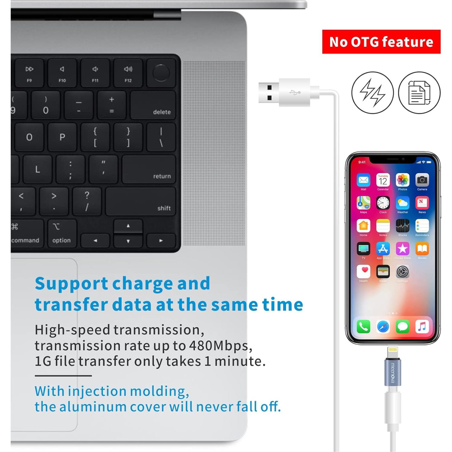 Adaptador USB C a Lightning 30W Meenova - Paquete de 2