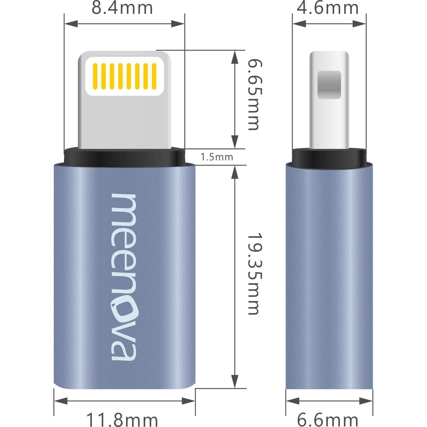 Adaptador USB C a Lightning 30W Meenova - Paquete de 2