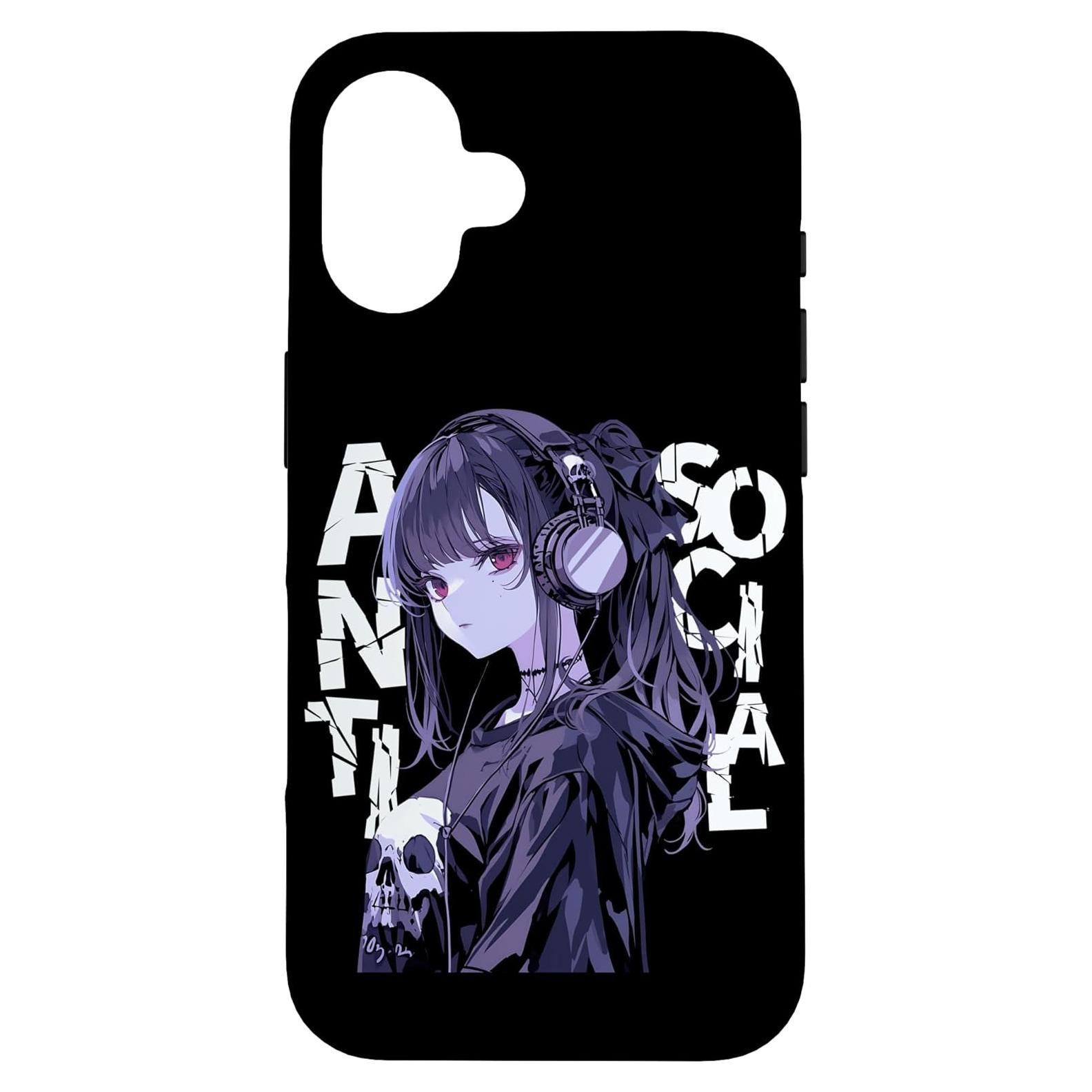 Funda de Anime Grunge Anti Social para iPhone 16 - Chica Triste