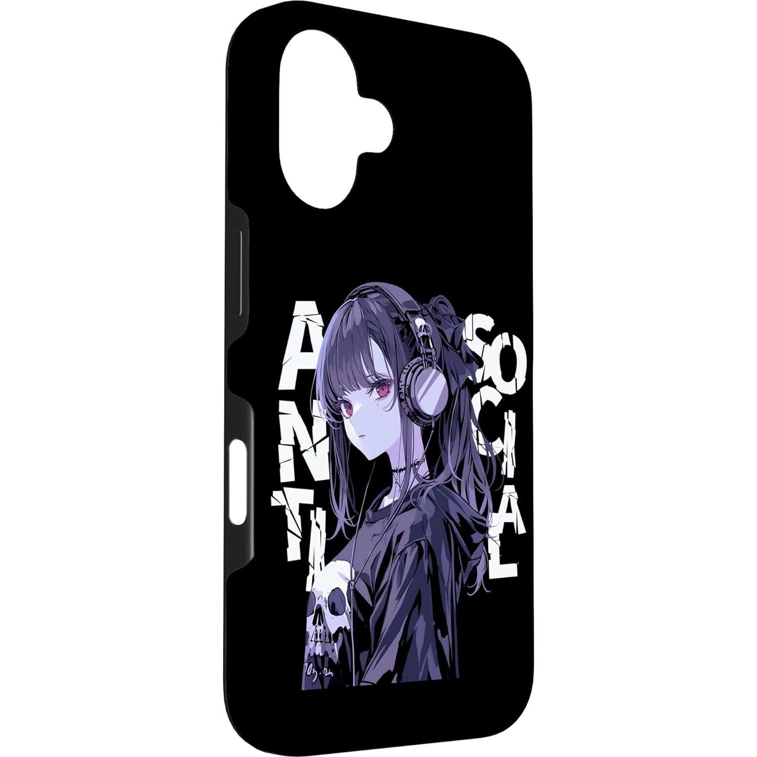 Funda de Anime Grunge Anti Social para iPhone 16 - Chica Triste