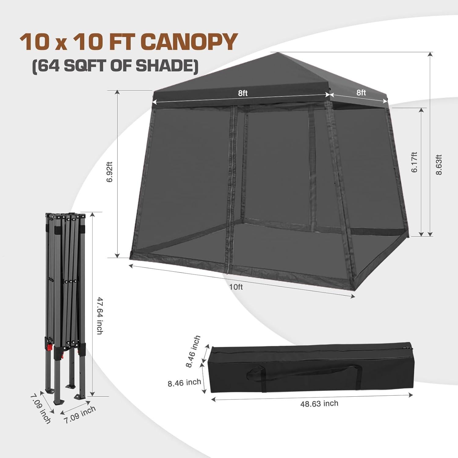 Carpa Plegable EAGLE PEAK 3x3m con Mosquitera y Protección UV