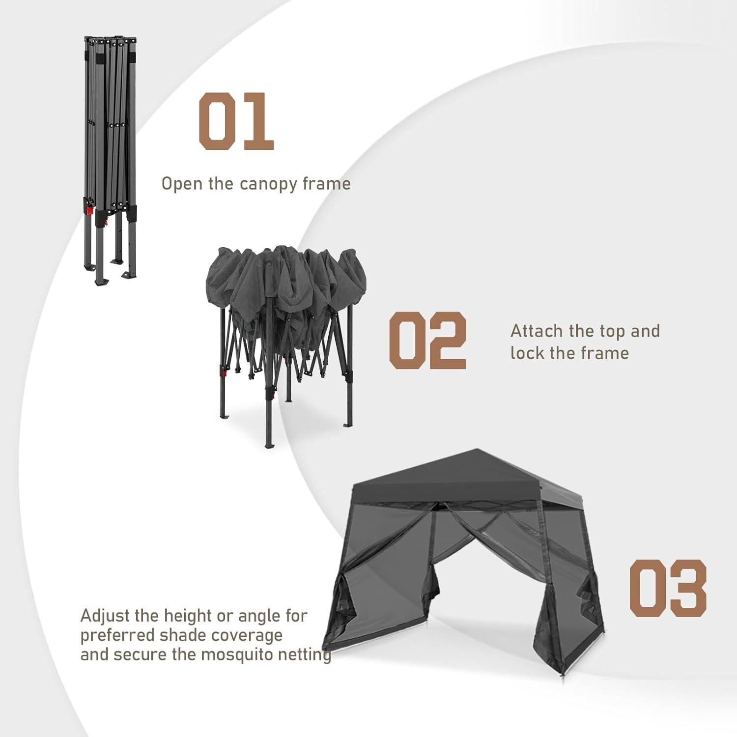 Carpa Plegable EAGLE PEAK 3x3m con Mosquitera y Protección UV