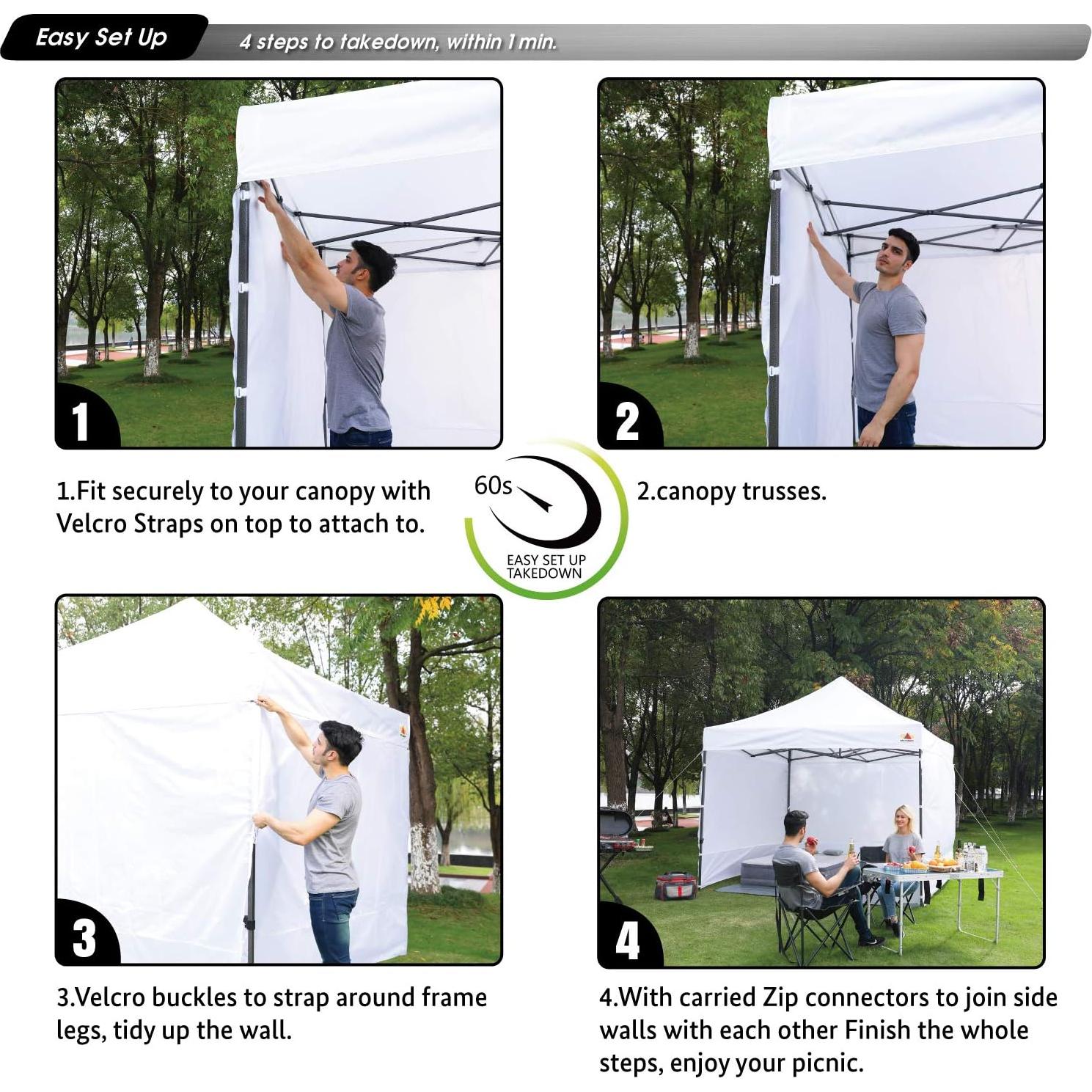 Pared Lateral ABCCANOPY 10x10m Azul - 4 Paredes con Cremallera