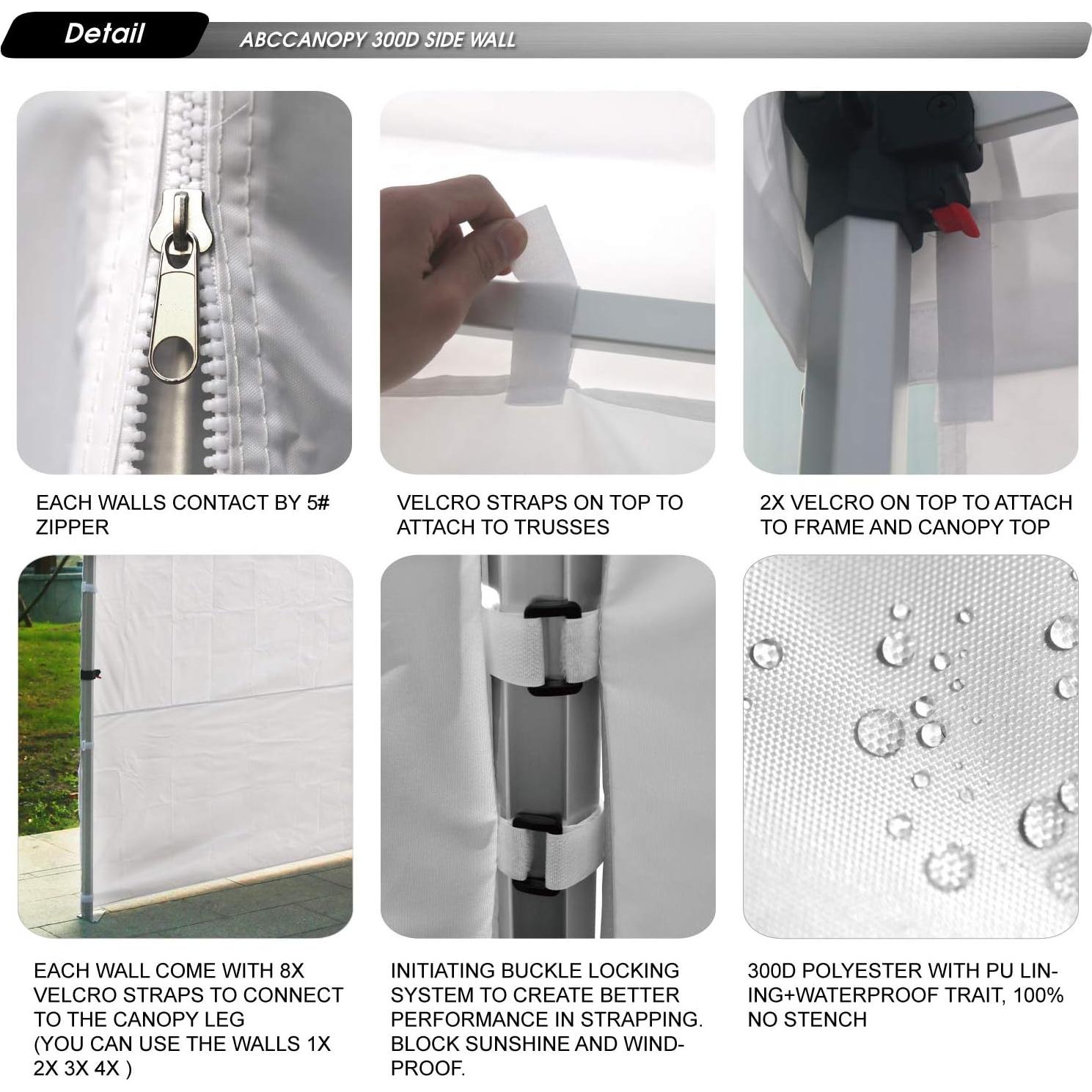 Pared Lateral ABCCANOPY 10x10m Azul - 4 Paredes con Cremallera