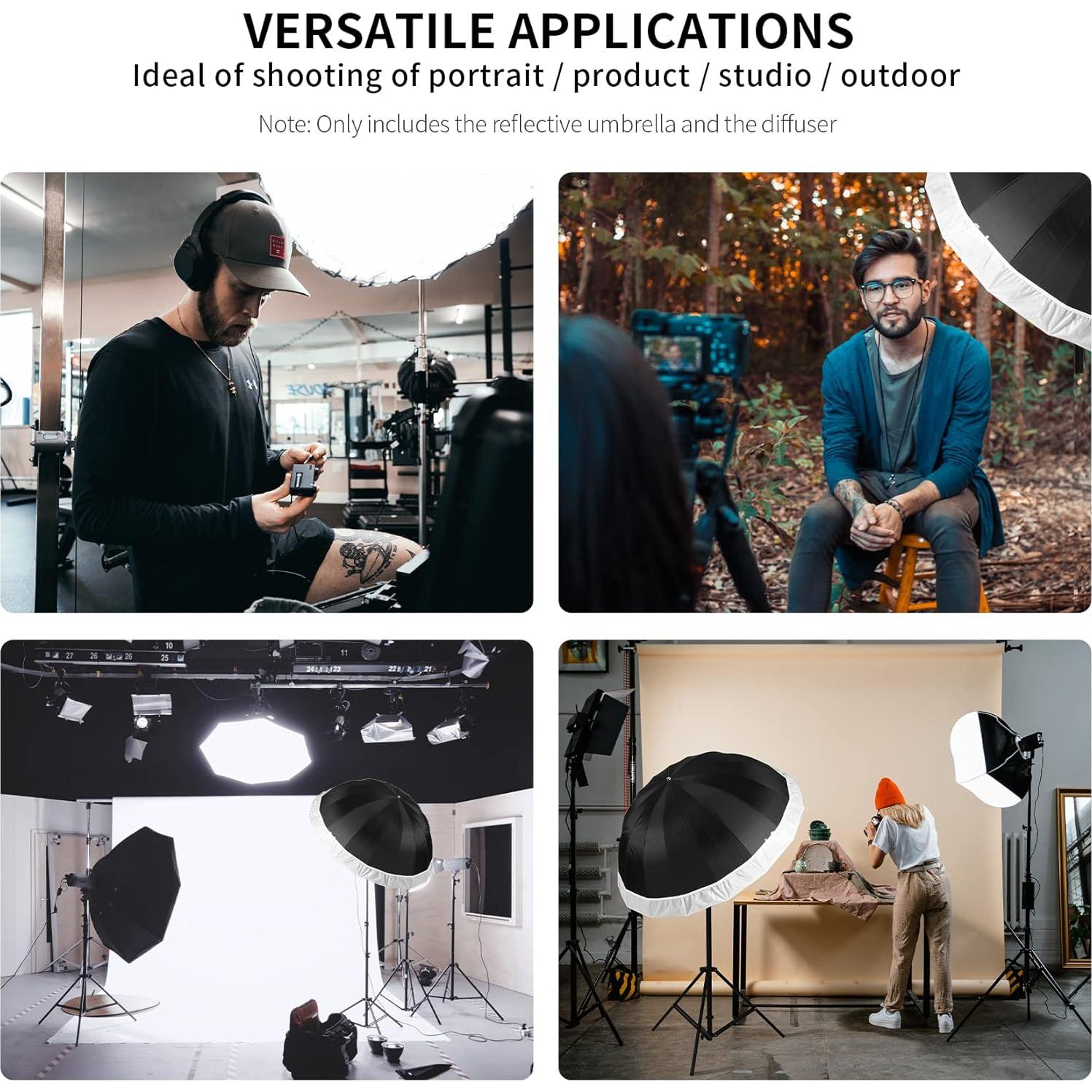 Paraguas Parabólico Selens 41" con Difusor Plegable Negro/Plata