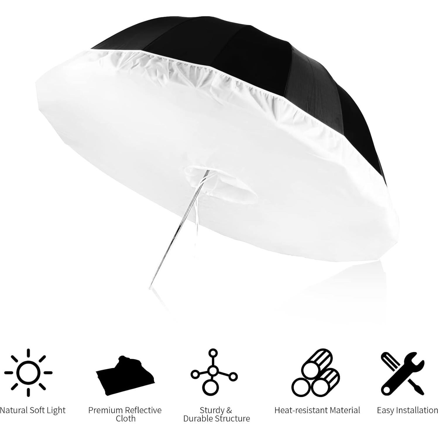 Paraguas Parabólico Selens 41" con Difusor Plegable Negro/Plata