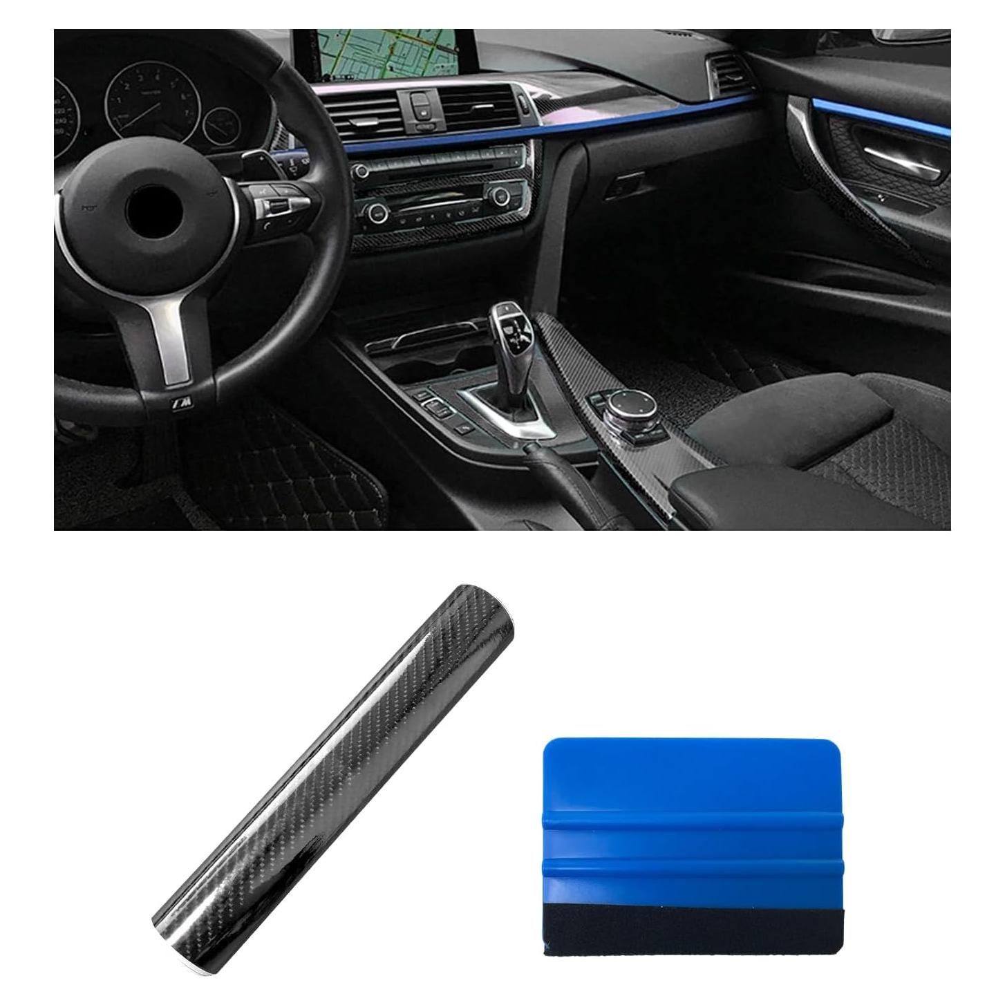 Envoltura de Fibra de Carbono Brillante 5D Dickno 2 PCS 152 cm