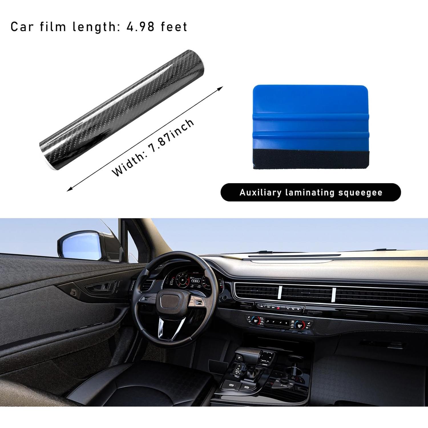 Envoltura de Fibra de Carbono Brillante 5D Dickno 2 PCS 152 cm