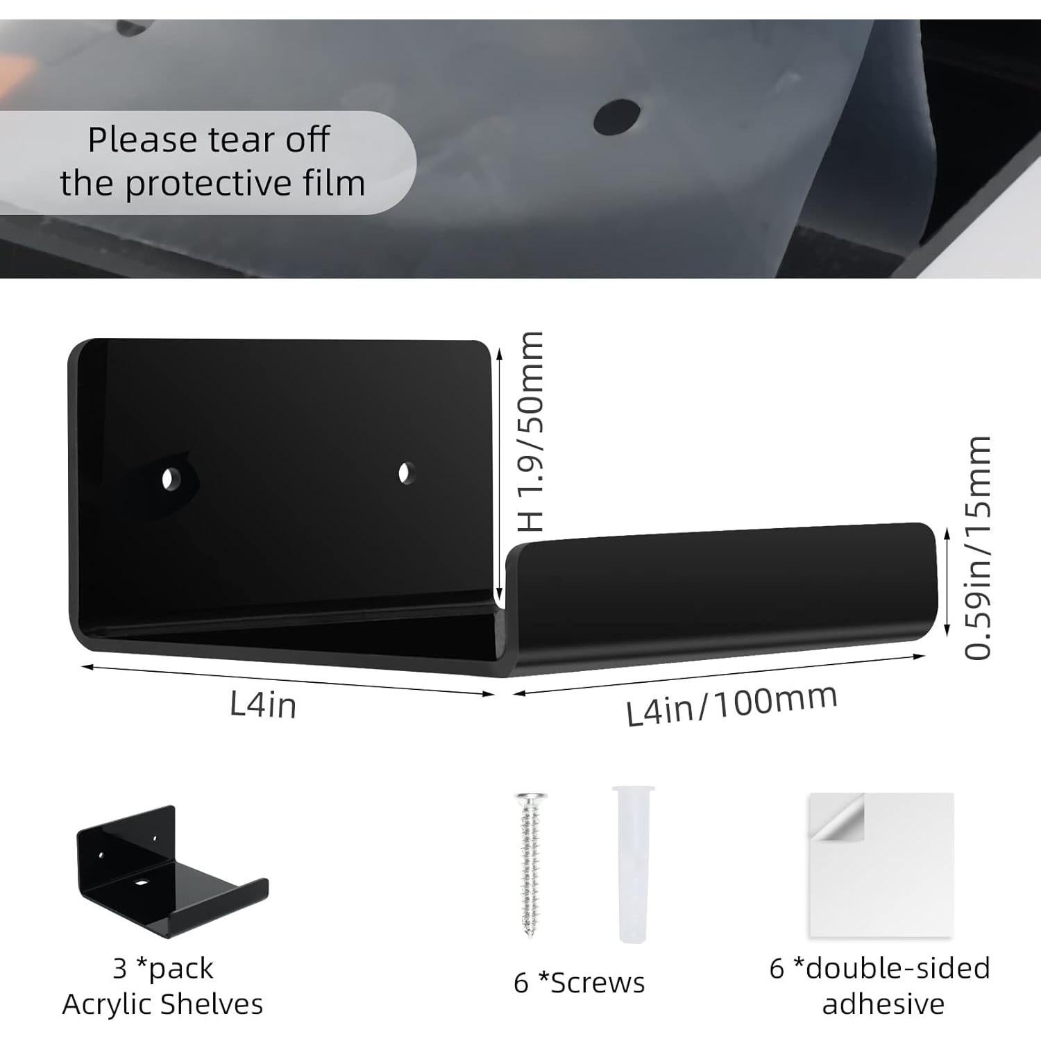 Estantes Flotantes de Acrílico Douildhaiy - 3 Piezas 10.16 cm