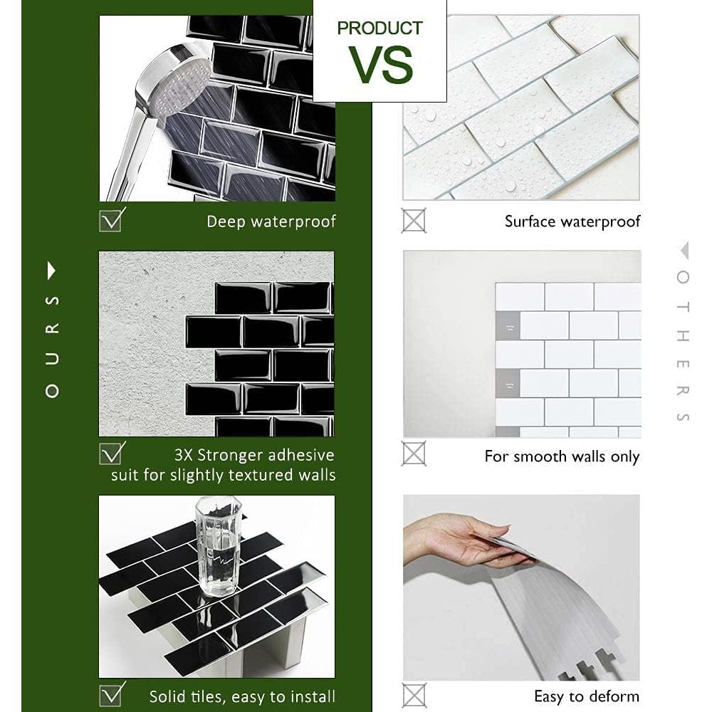 Azulejos Autoadhesivos STICKGOO Negro 30.48x30.48 cm - Subway