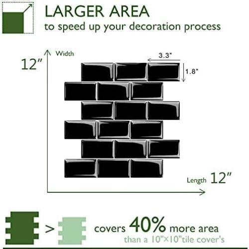 Azulejos Autoadhesivos STICKGOO Negro 30.48x30.48 cm - Subway