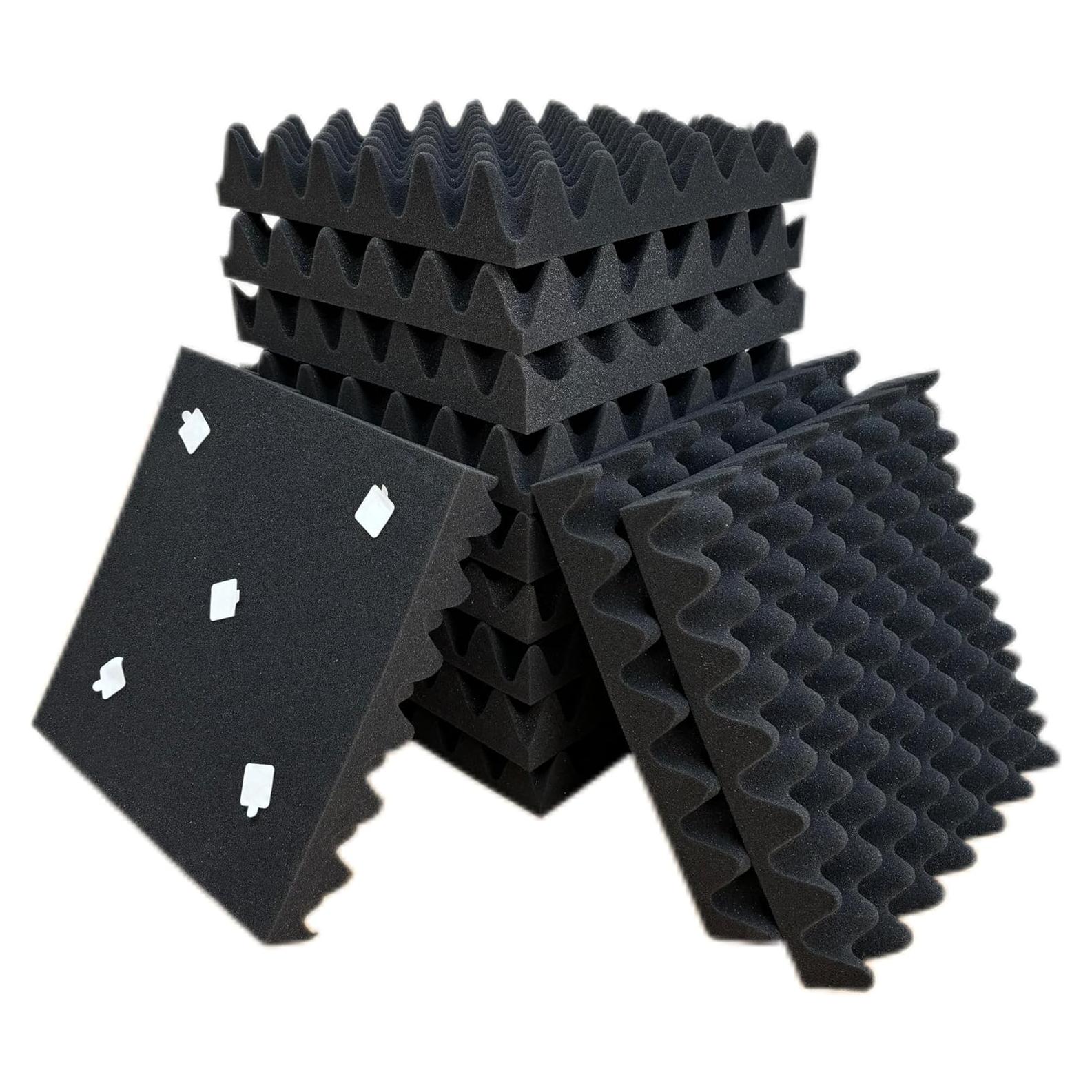 Paquete de 6 Paneles Acústicos Tipo Huevo 30x30cm Negro