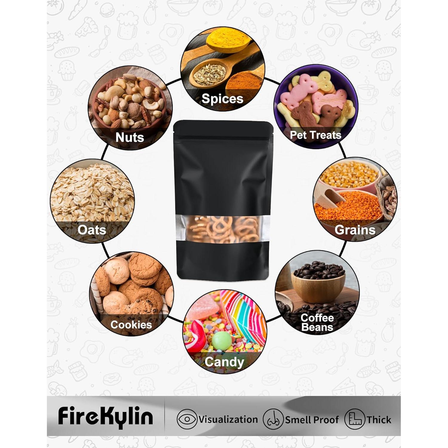 Paquete de 100 Bolsas Reutilizables a Prueba de Olores FireKylin 8.89x12.95cm