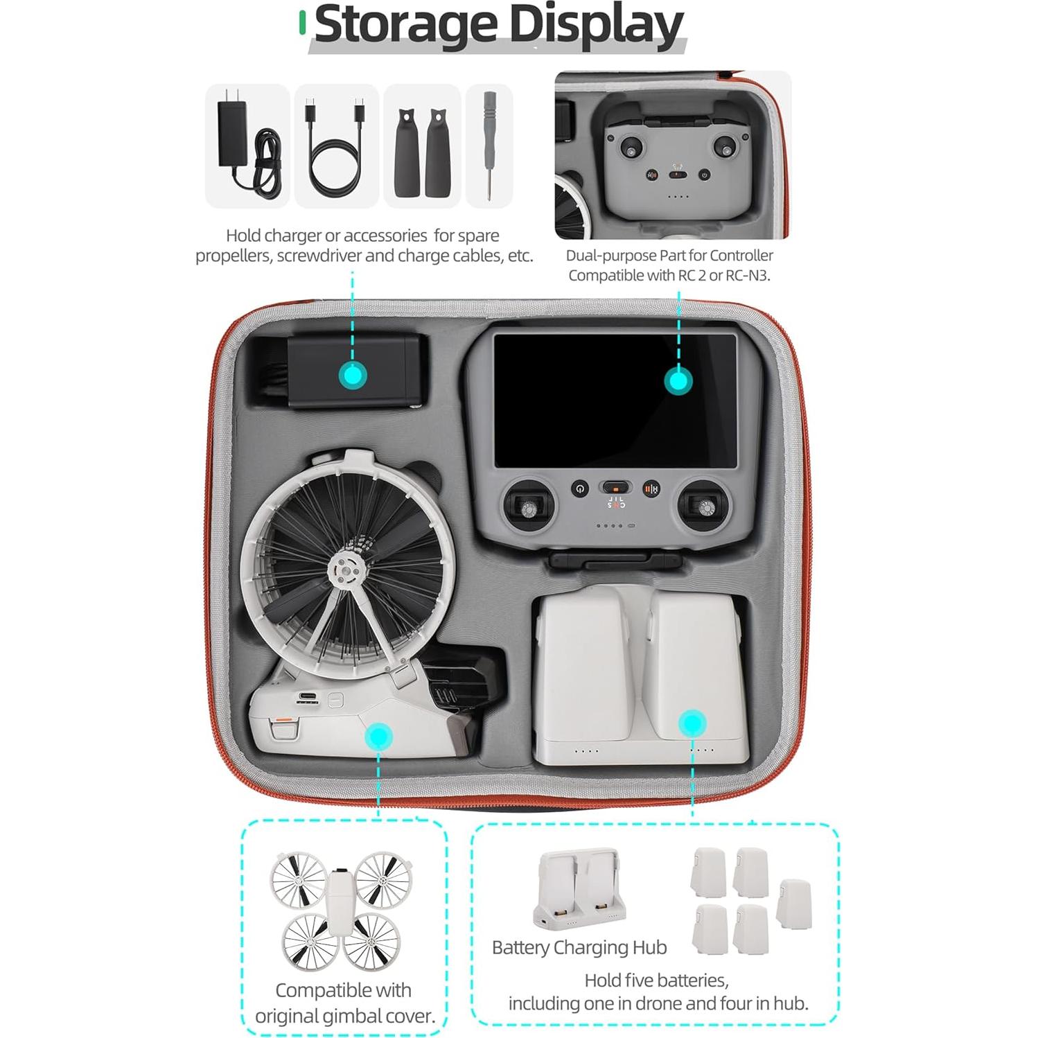 Funda de Viaje para DJI Flip - Bolsa Portátil Negra con Capacidad para Controlador y Accesorios