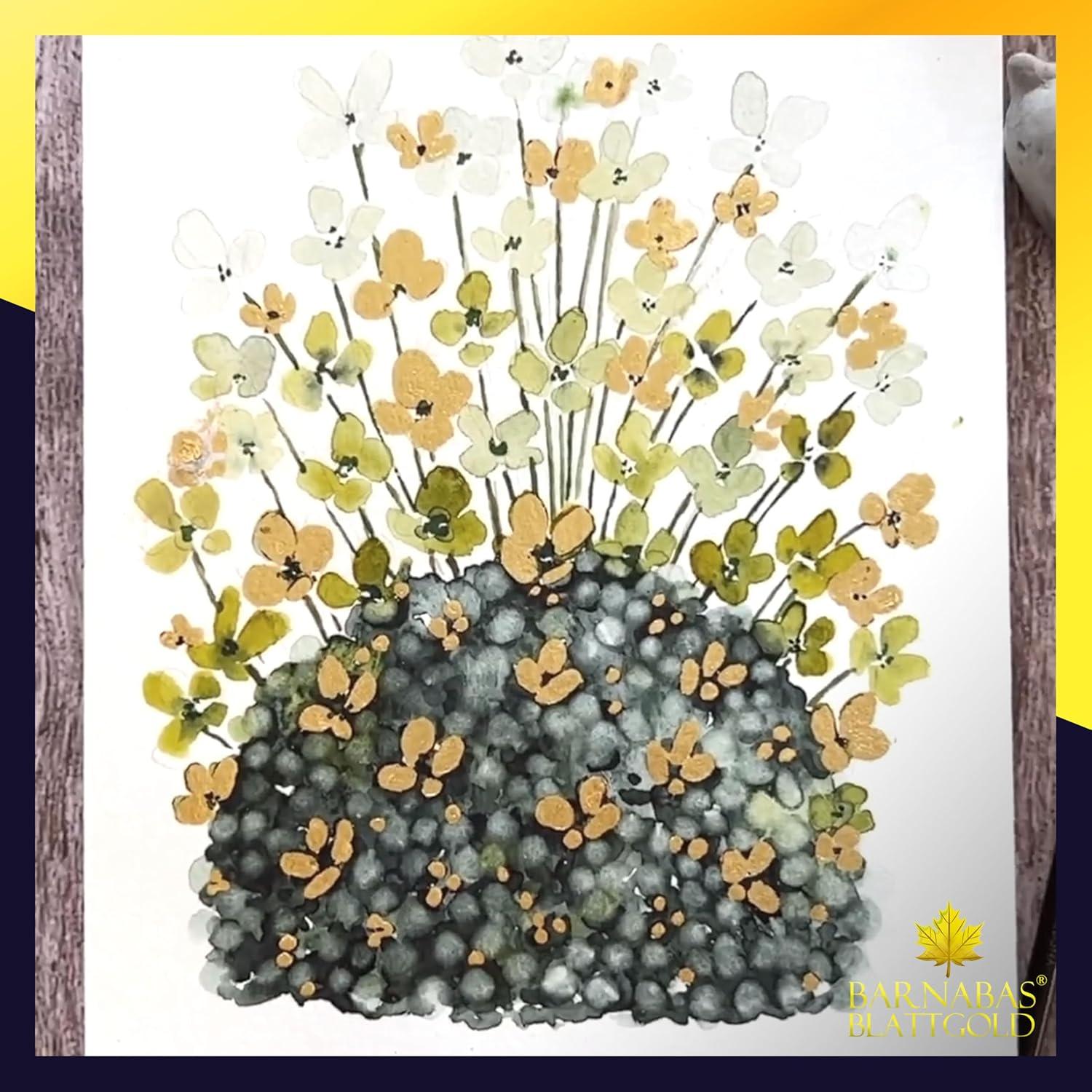 Hoja de Oro 12K BARNABAS BLATTGOLD - 25 Hojas 8.6 cm