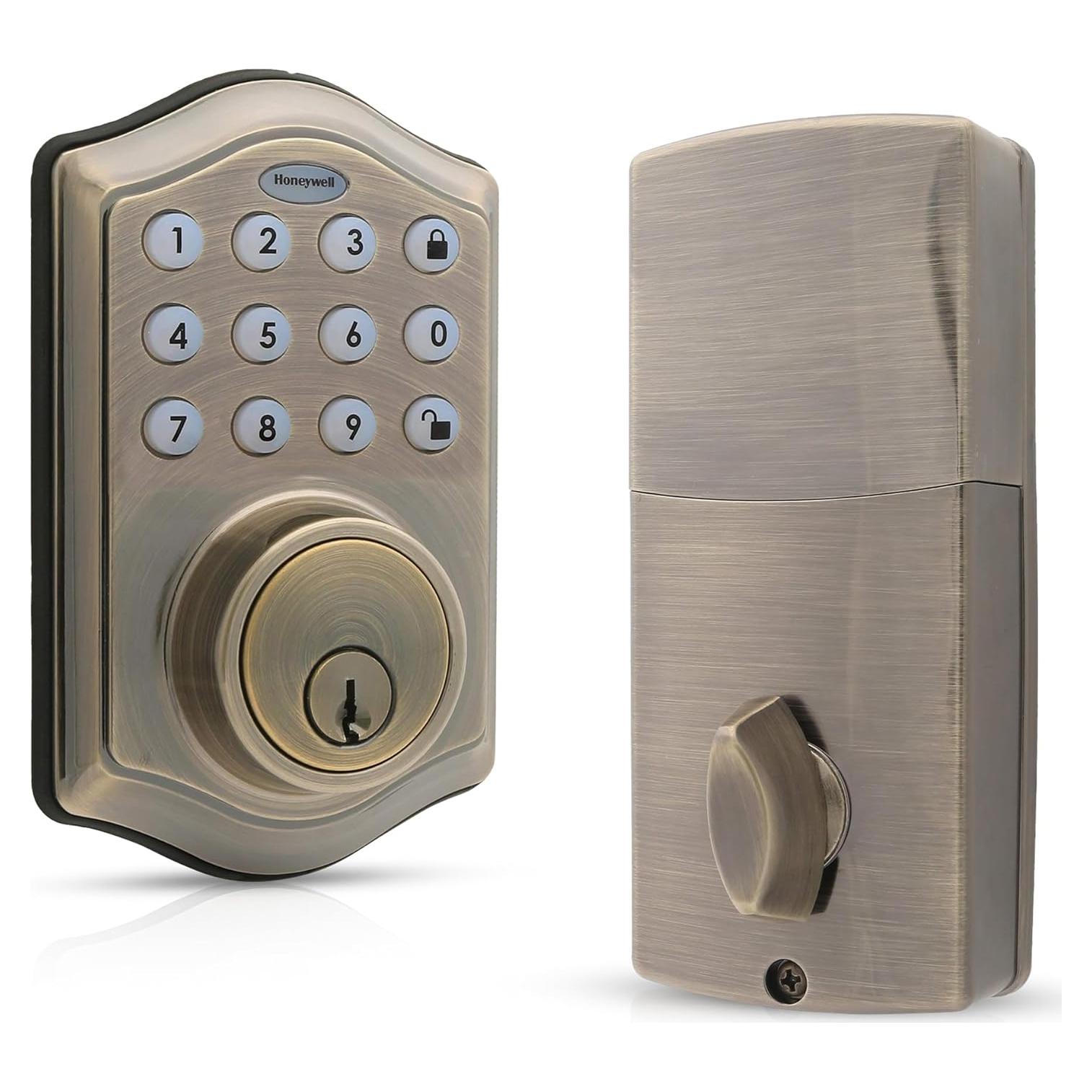 Cerrojo Electrónico Honeywell de Entrada Sin Llave - Latón Antiguo