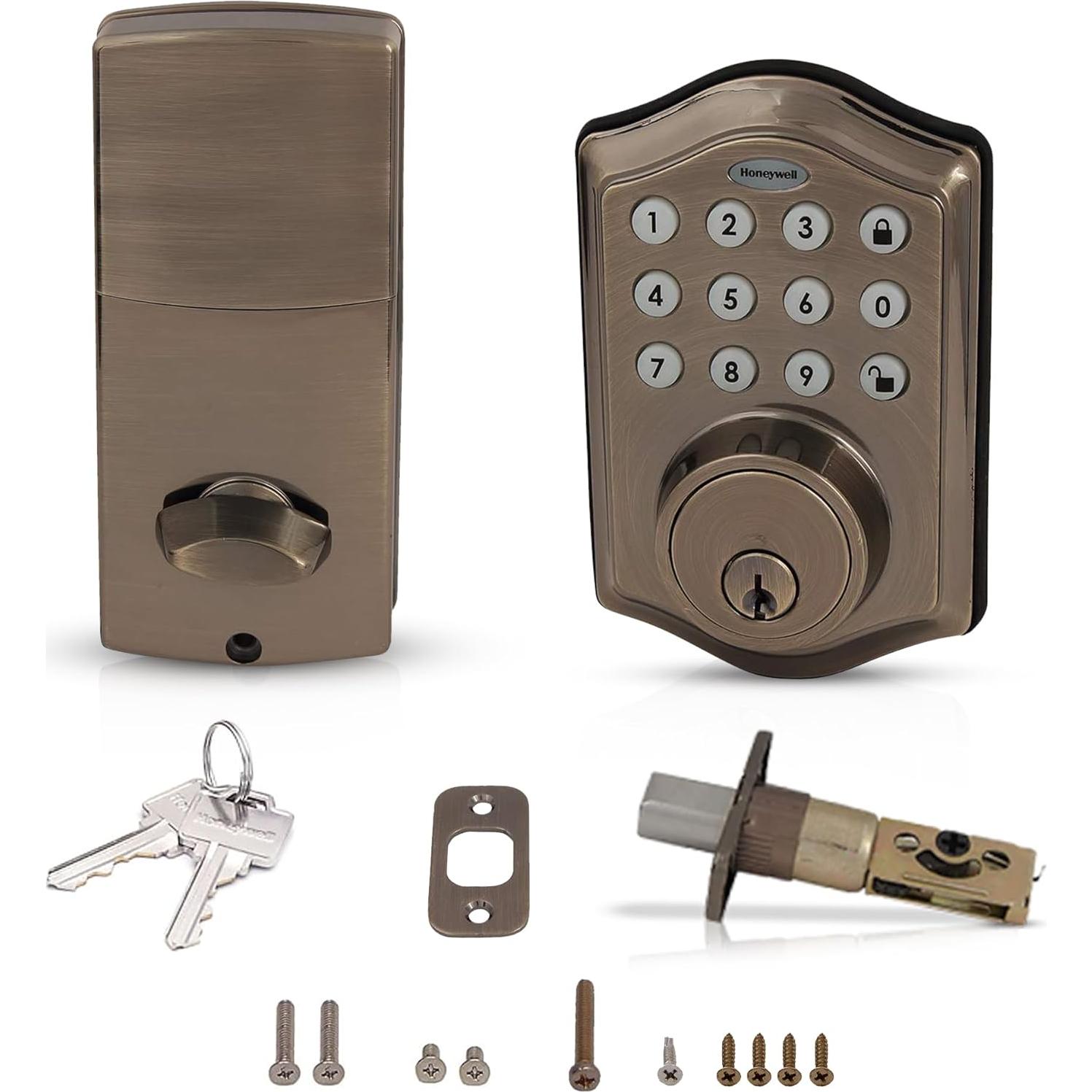 Cerrojo Electrónico Honeywell de Entrada Sin Llave - Latón Antiguo