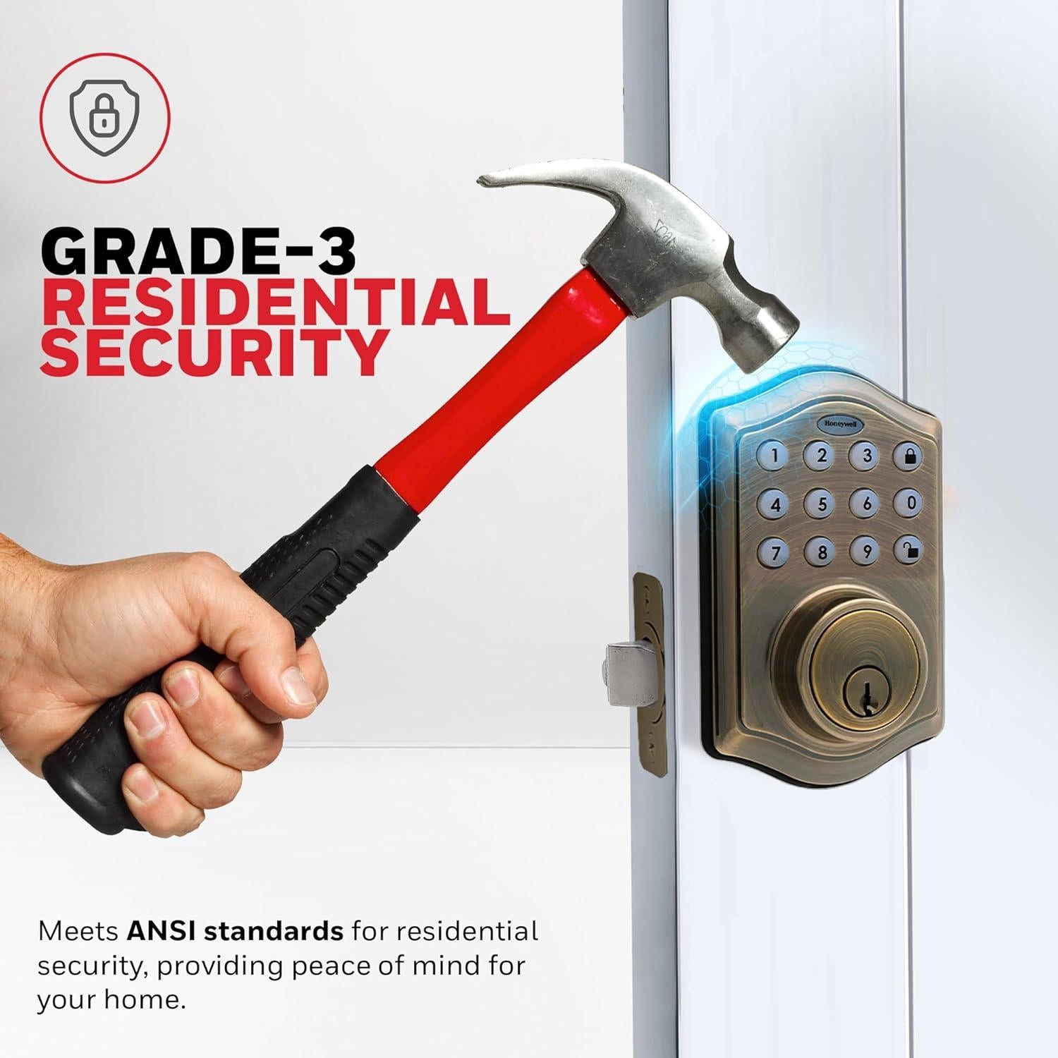 Cerrojo Electrónico Honeywell de Entrada Sin Llave - Latón Antiguo