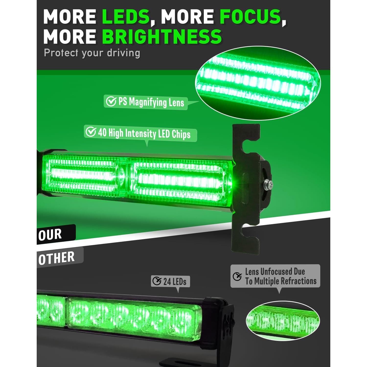 Barra de Luz Estroboscópica HLauto 1002L 40 LEDs Verde 27.1cm