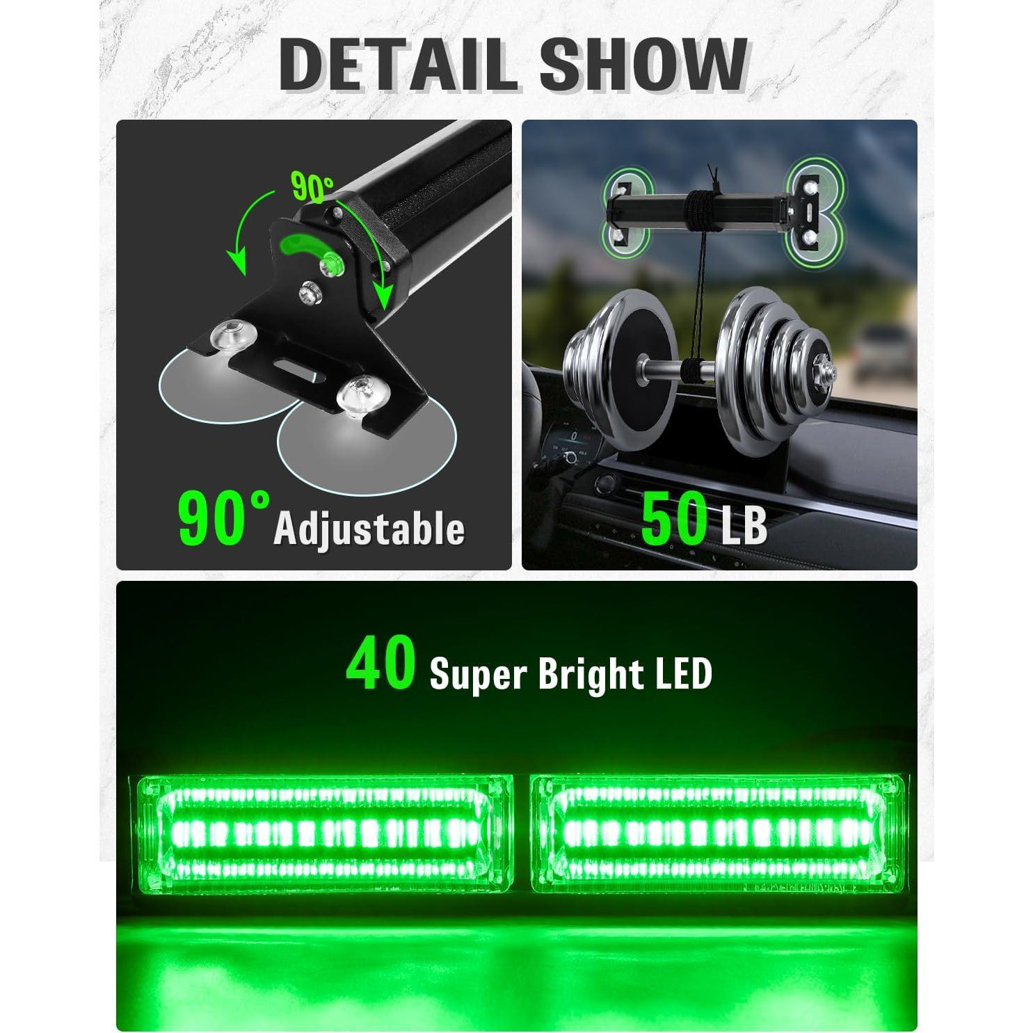 Barra de Luz Estroboscópica HLauto 1002L 40 LEDs Verde 27.1cm