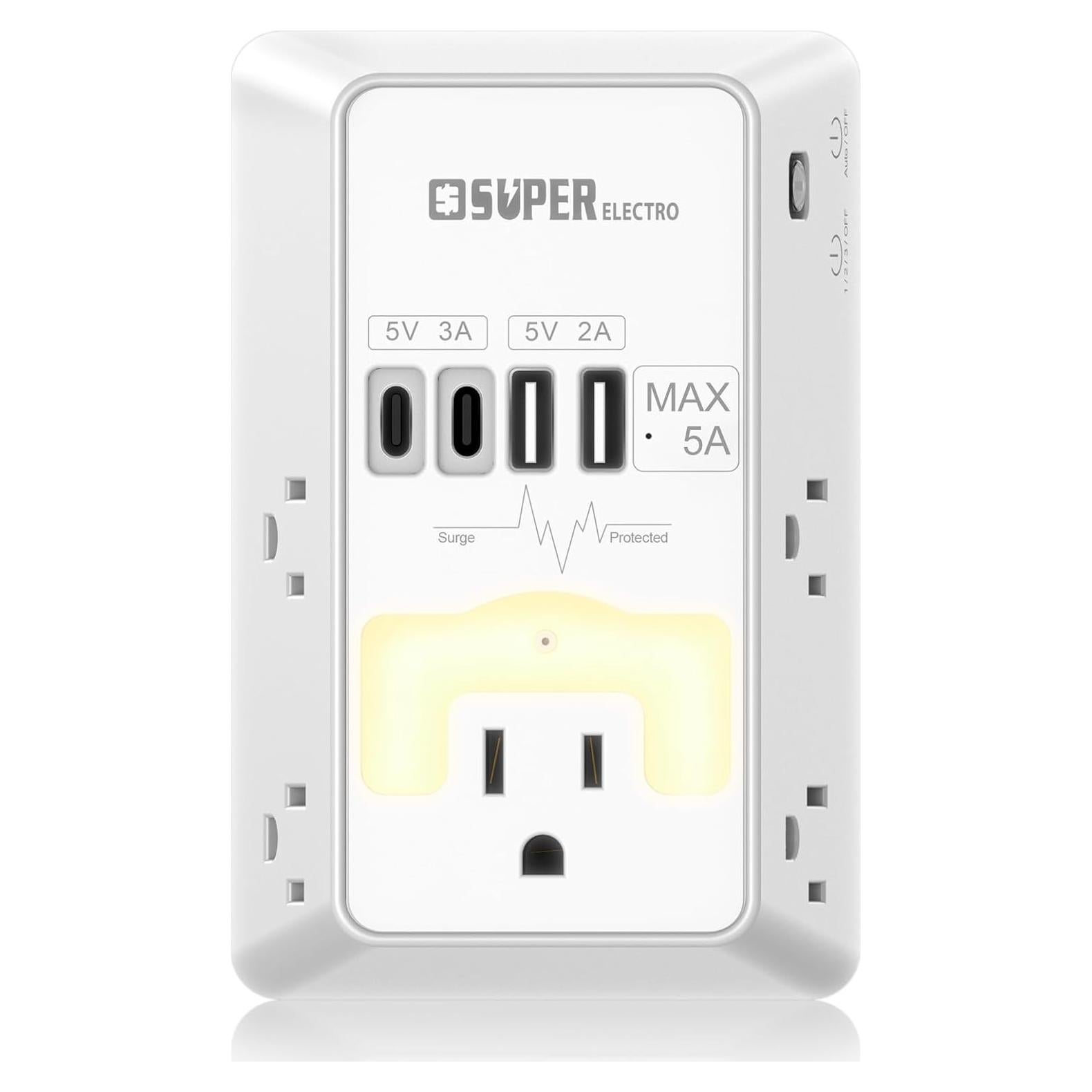 Adaptador de Enchufe USB Super Electro SL 827SB 5V 5A