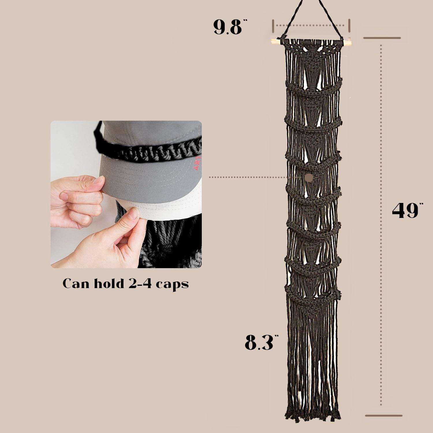 Soporte para Gorras Jontell Negro - Organizador de Macramé 7 Niveles