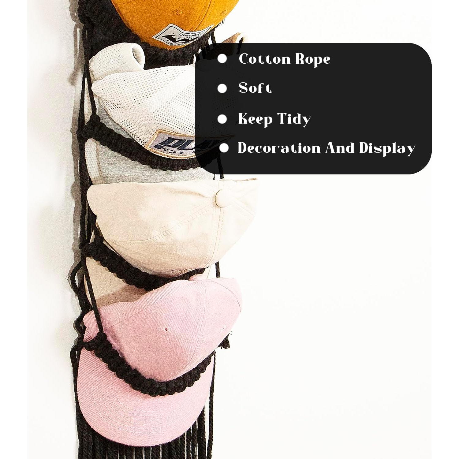 Soporte para Gorras Jontell Negro - Organizador de Macramé 7 Niveles