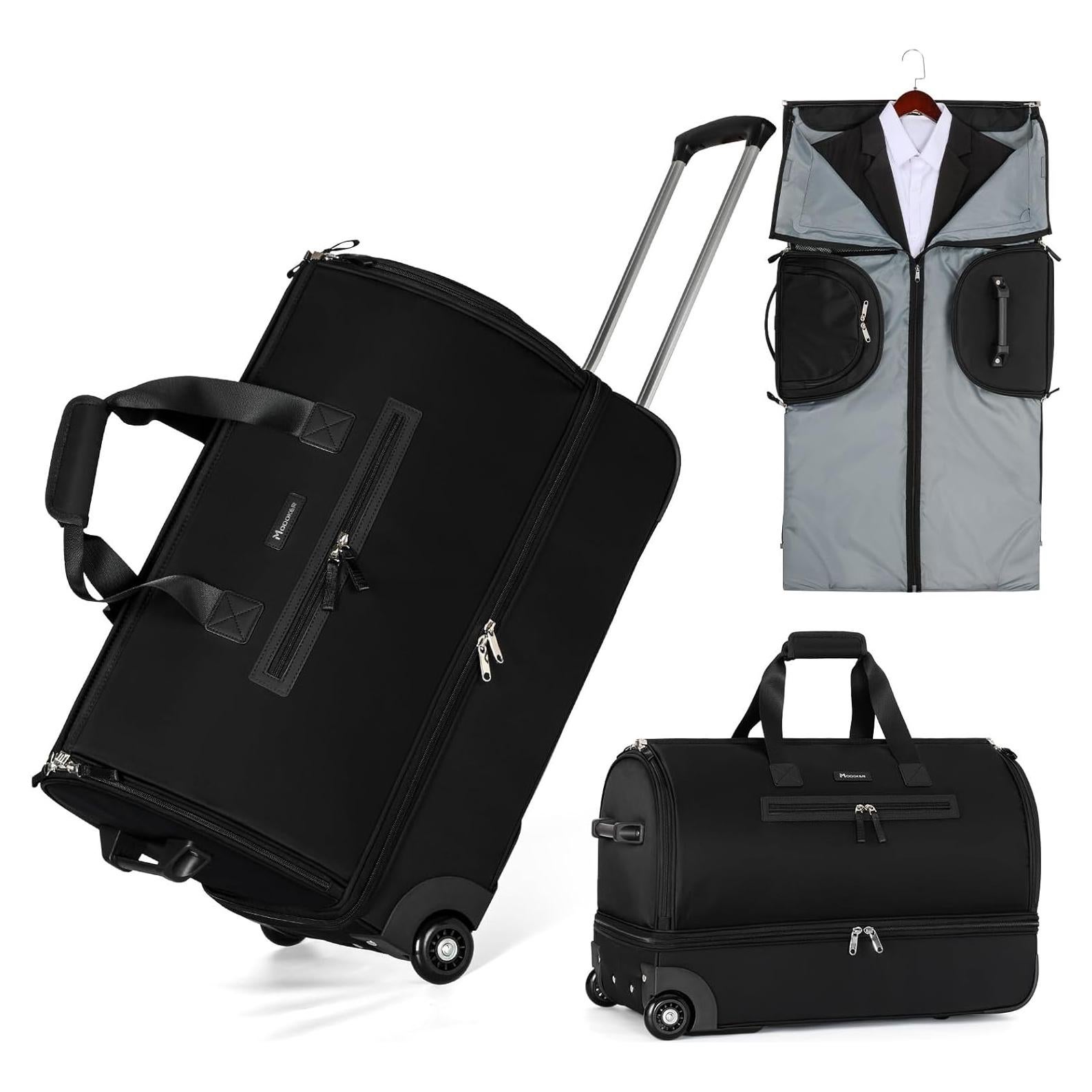 Bolsa de Ropa con Ruedas RackVibe, Negro, 45 cm, 3 en 1