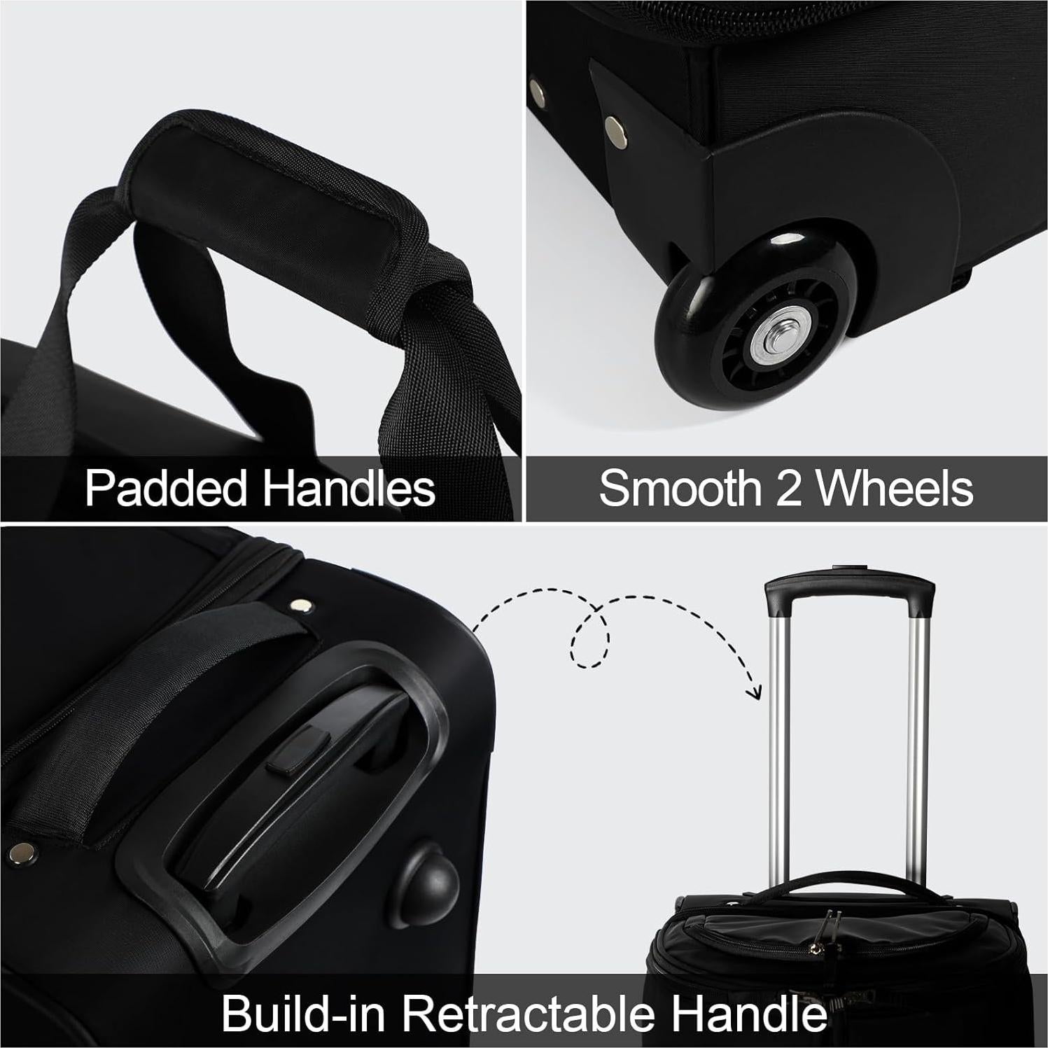 Bolsa de Ropa con Ruedas RackVibe, Negro, 45 cm, 3 en 1