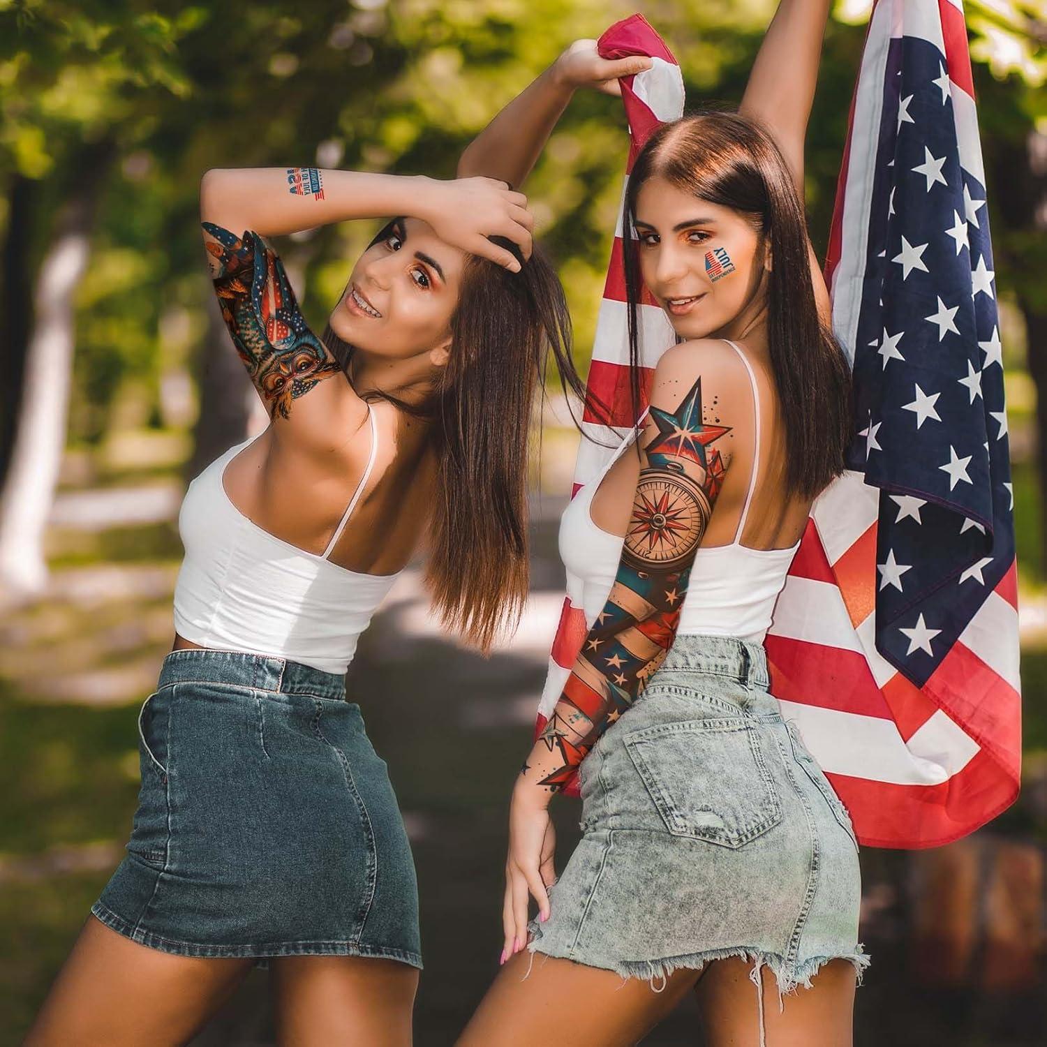 Tatuajes Temporales Patrióticos VERKSTAD 32 Hojas 4 de Julio