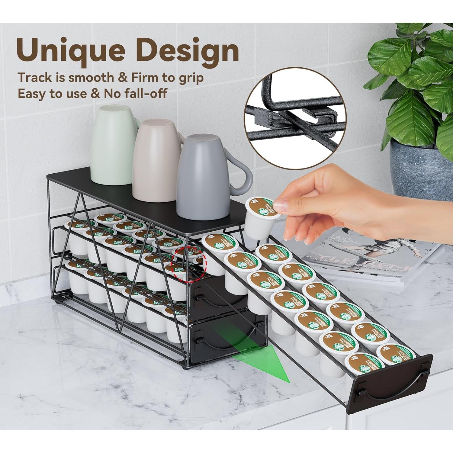 Soporte para cápsulas de café HFHOME 42 K-cups metal negro