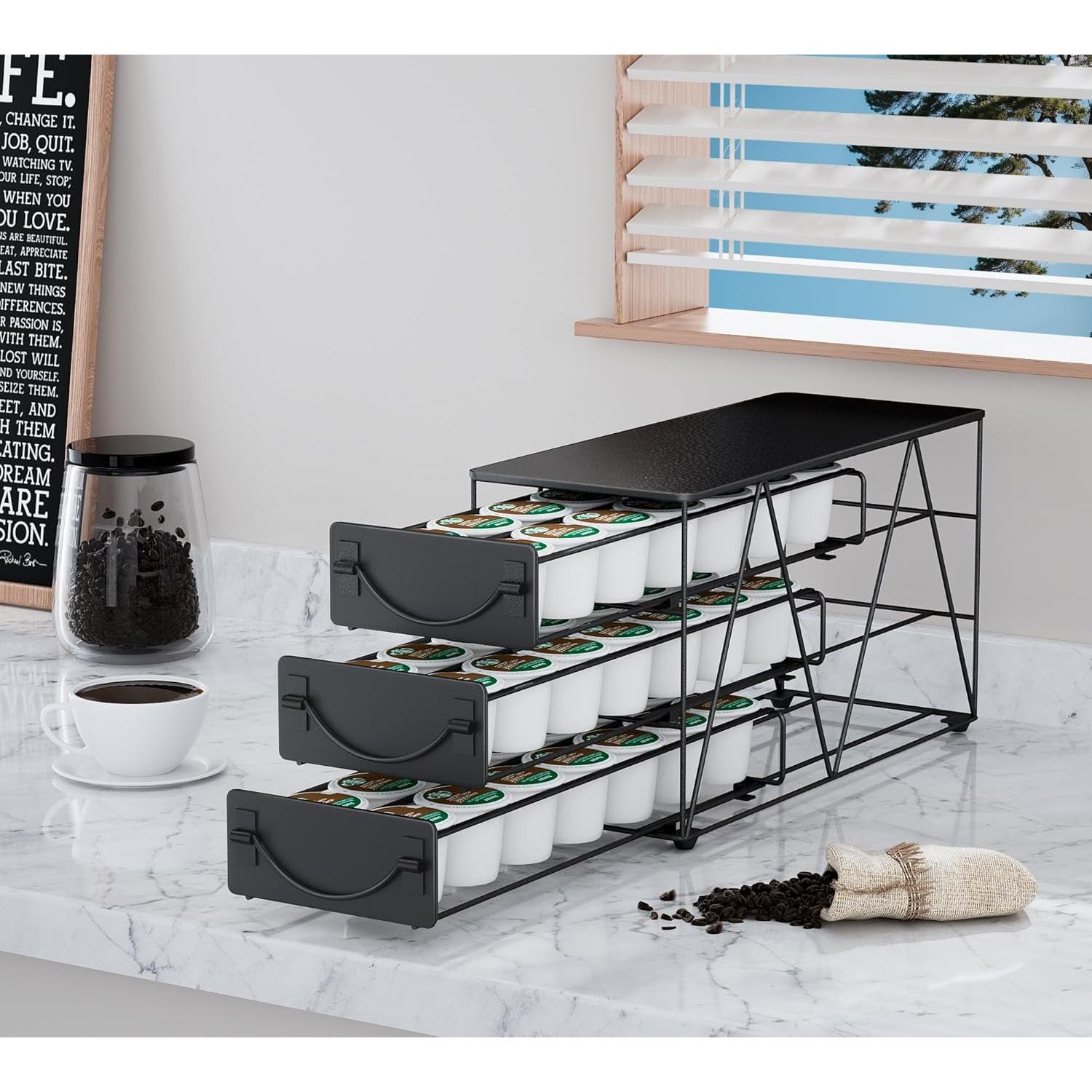 Soporte para cápsulas de café HFHOME 42 K-cups metal negro