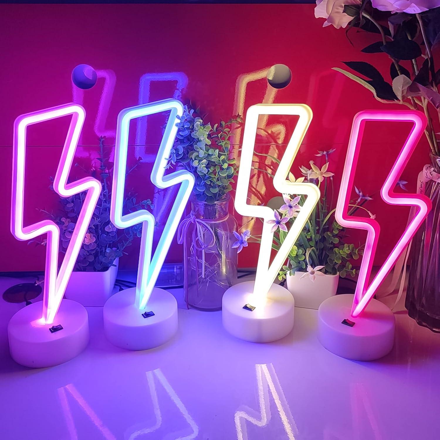 Señal de Neón Relámpago JYWJ LED Azul con Soporte USB