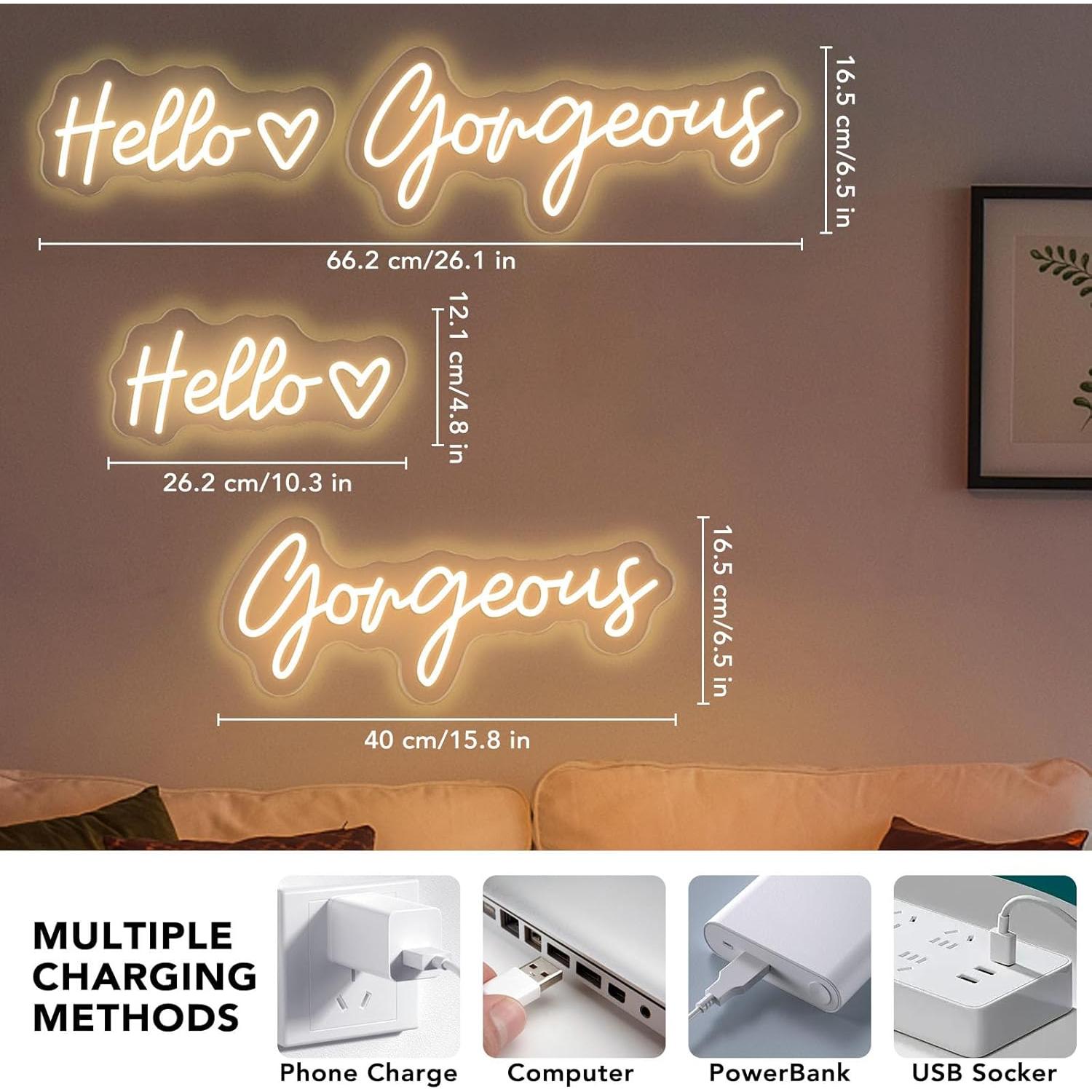 Letrero de Neón LED Hola Preciosa Trescreyo 66 cm Regulable