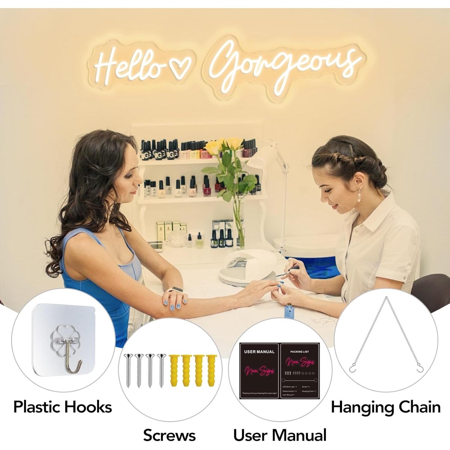 Letrero de Neón LED Hola Preciosa Trescreyo 66 cm Regulable