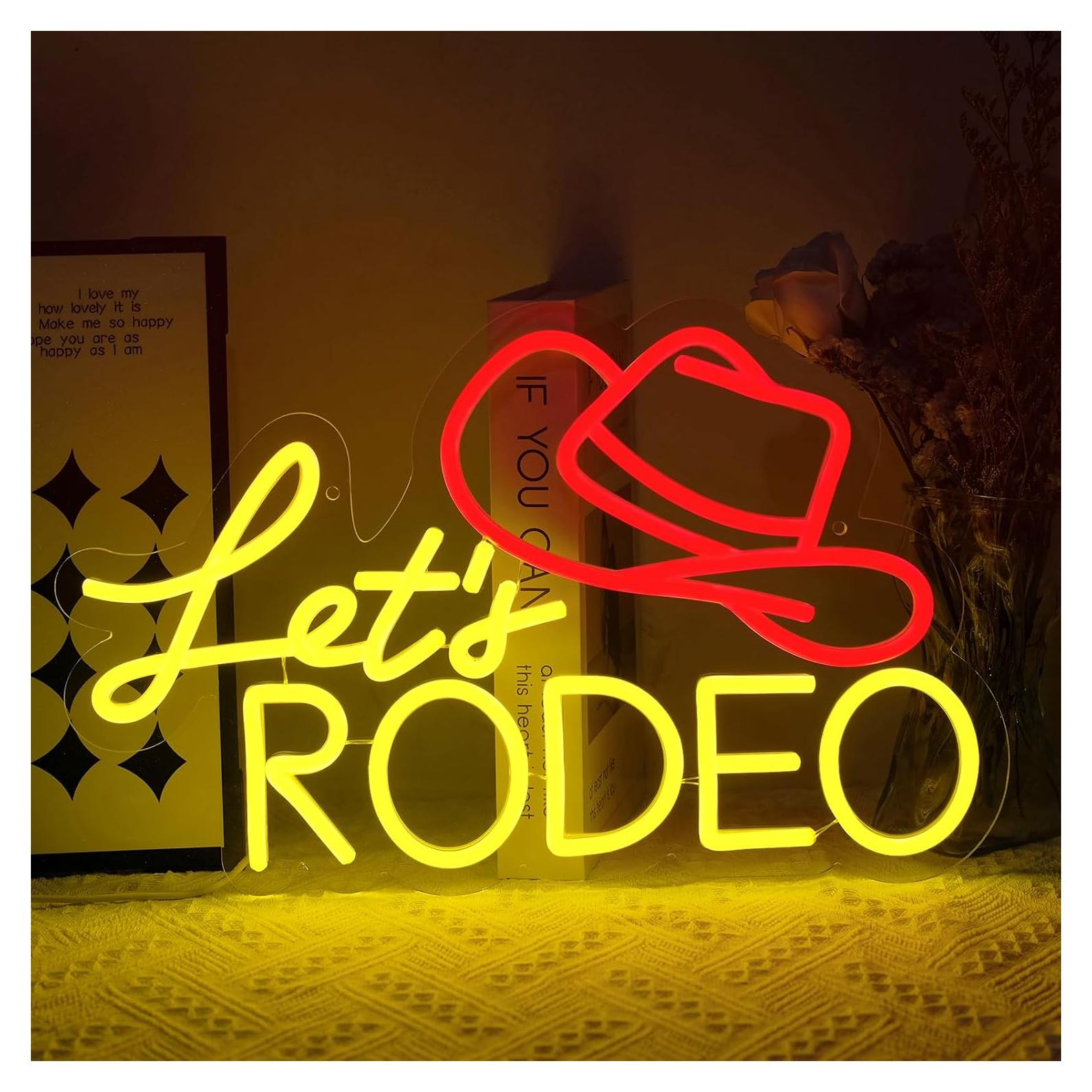 Letrero de Neón LED Virlusy Let's Rodeo Dimmable 43x30cm